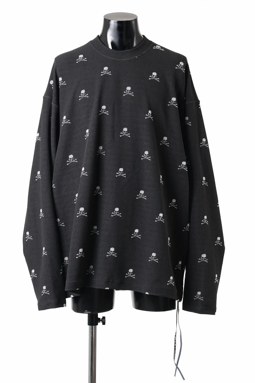 mastermind JAPAN SKULL MONOGRAM PILE LS TEE / BOXY FIT (BLACK) - Image 3
