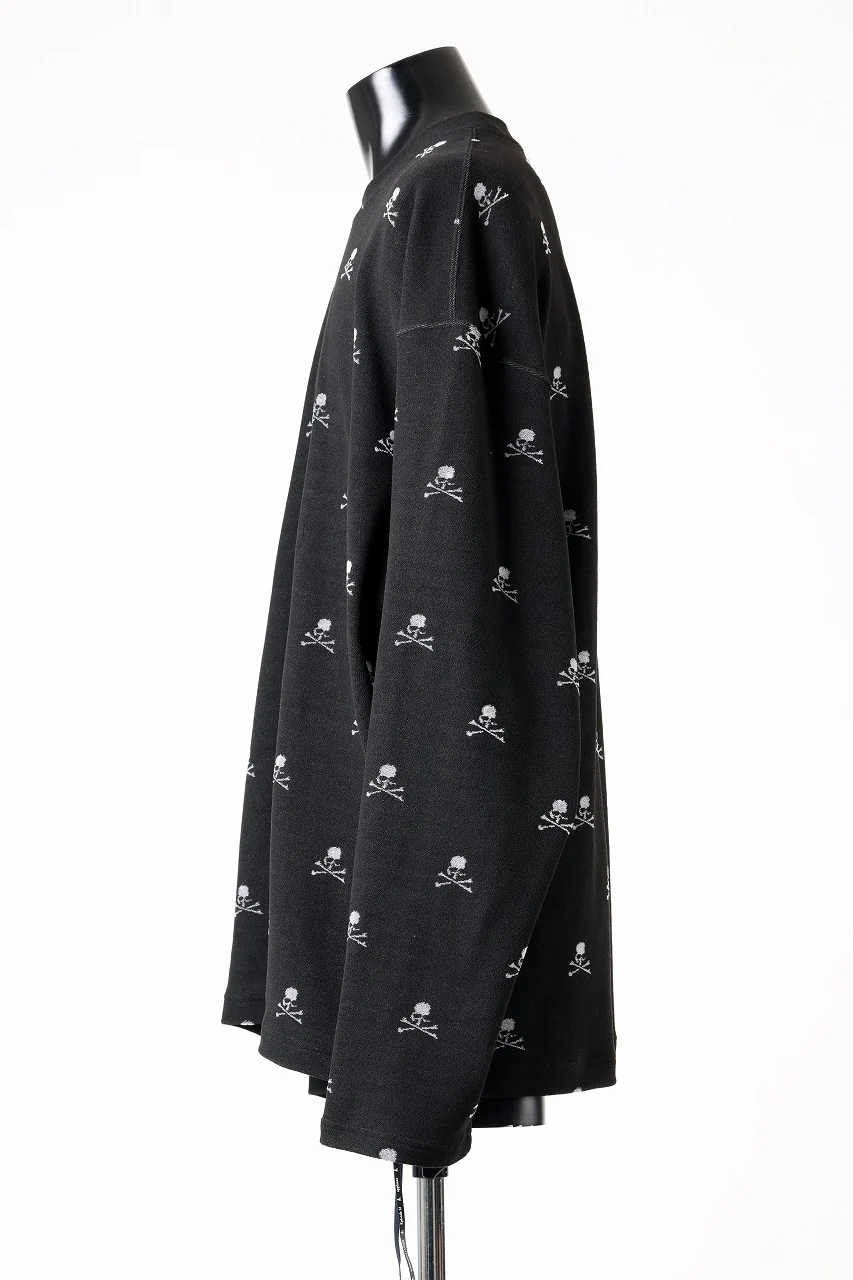 mastermind JAPAN SKULL MONOGRAM PILE LS TEE / BOXY FIT (BLACK) - Image 5