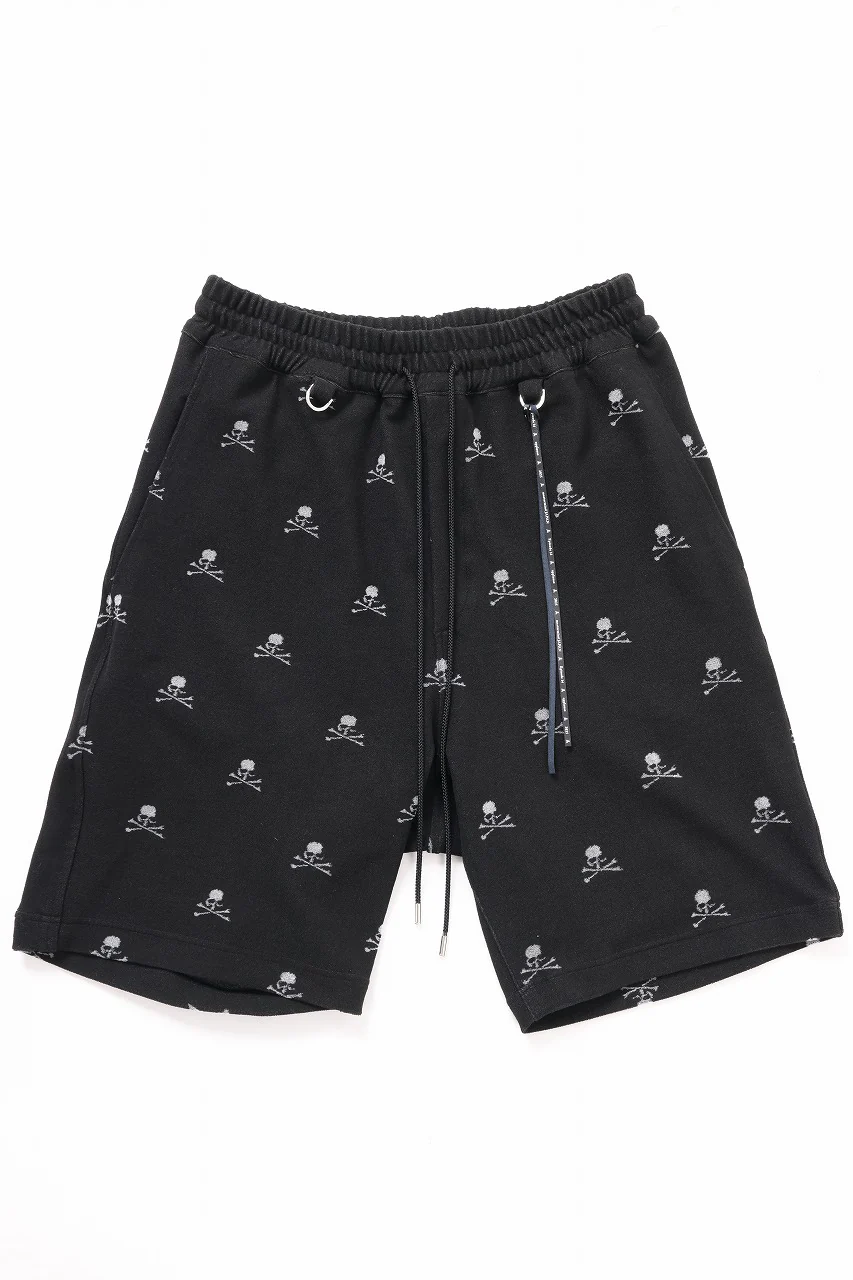 mastermind JAPAN SKULL MONOGRAM PILE SHORTS / REGULAR FIT (BLACK) - Image 3