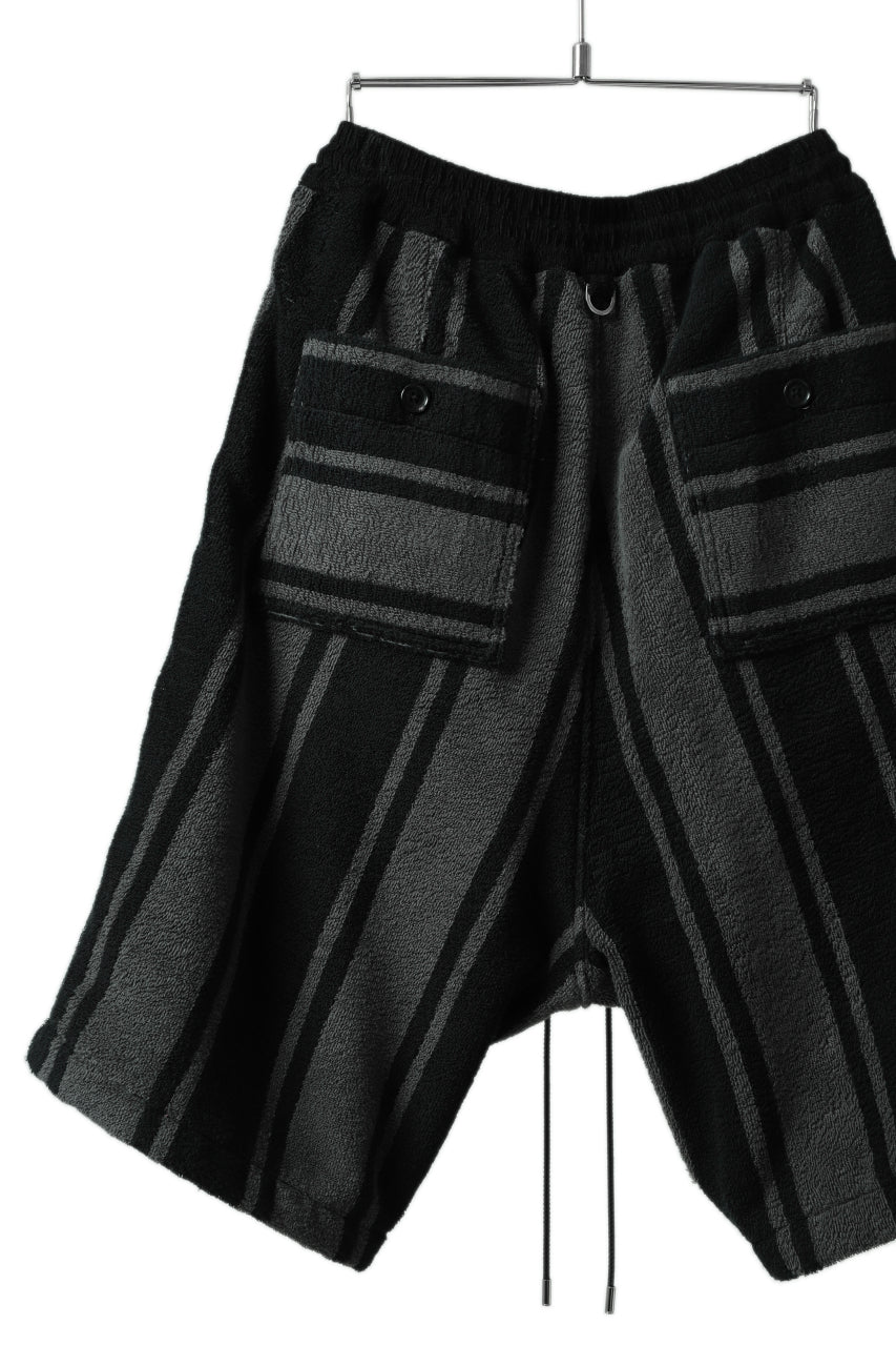 mastermind JAPAN STRIPED SHORT PANTS / PILE JERSEY (BLACK x GREY) - Image 12