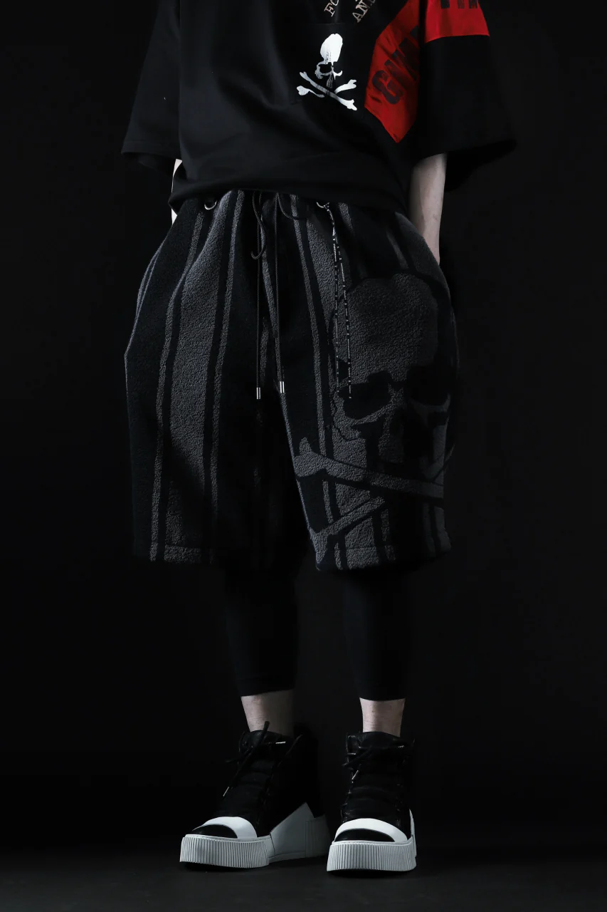 mastermind JAPAN STRIPED SHORT PANTS / PILE JERSEY (BLACK x GREY) - Image 17