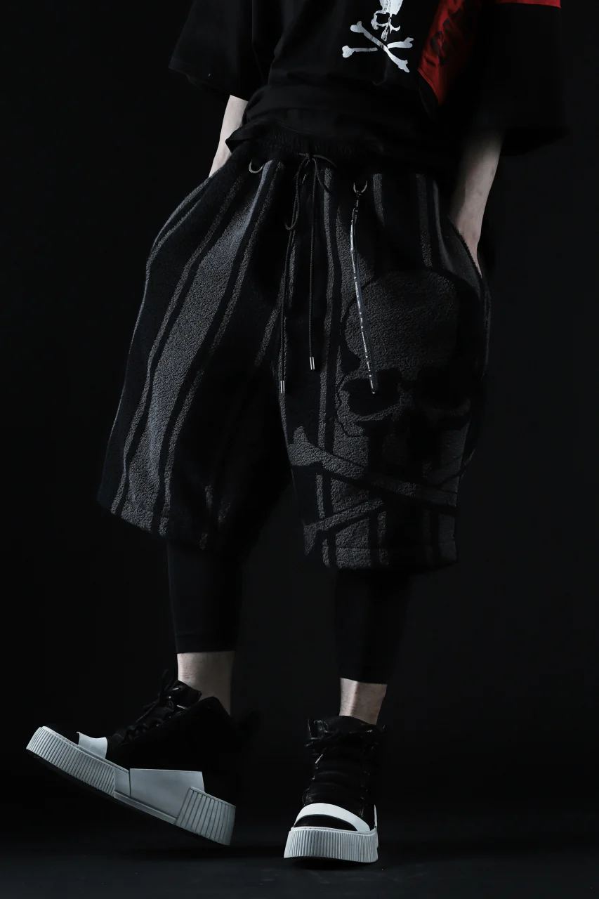mastermind JAPAN STRIPED SHORT PANTS / PILE JERSEY (BLACK x GREY) - Image 18