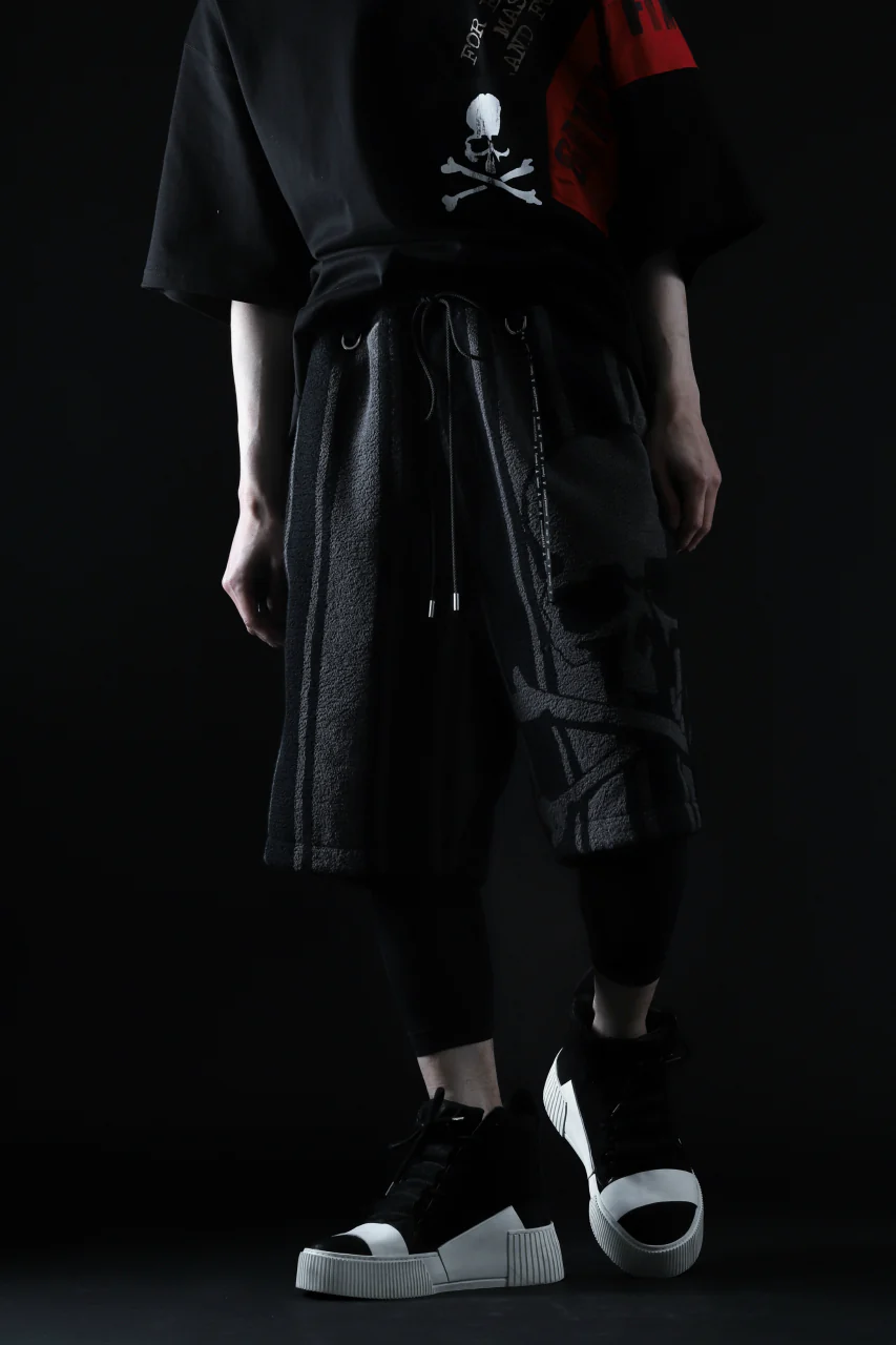 mastermind JAPAN STRIPED SHORT PANTS / PILE JERSEY (BLACK x GREY) - Image 19
