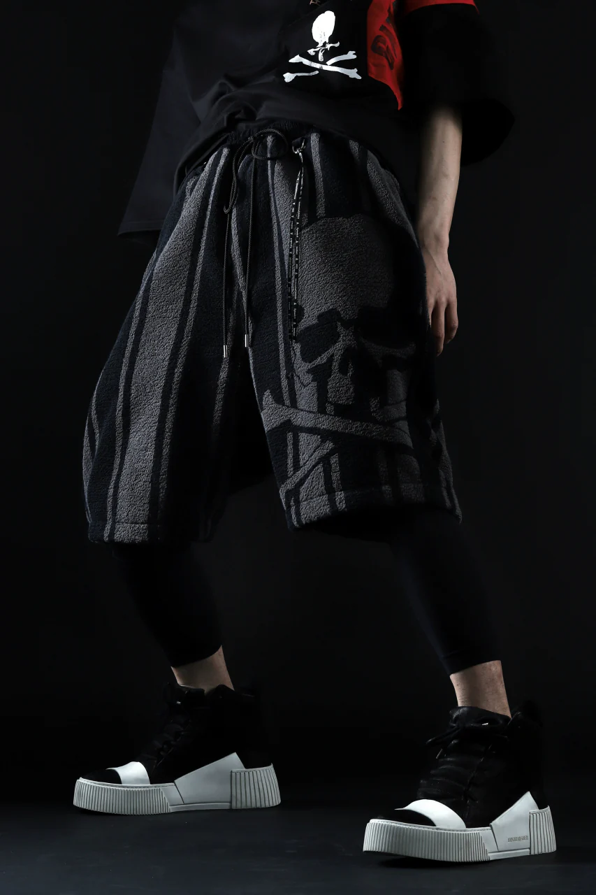 mastermind JAPAN STRIPED SHORT PANTS / PILE JERSEY (BLACK x GREY) - Image 20
