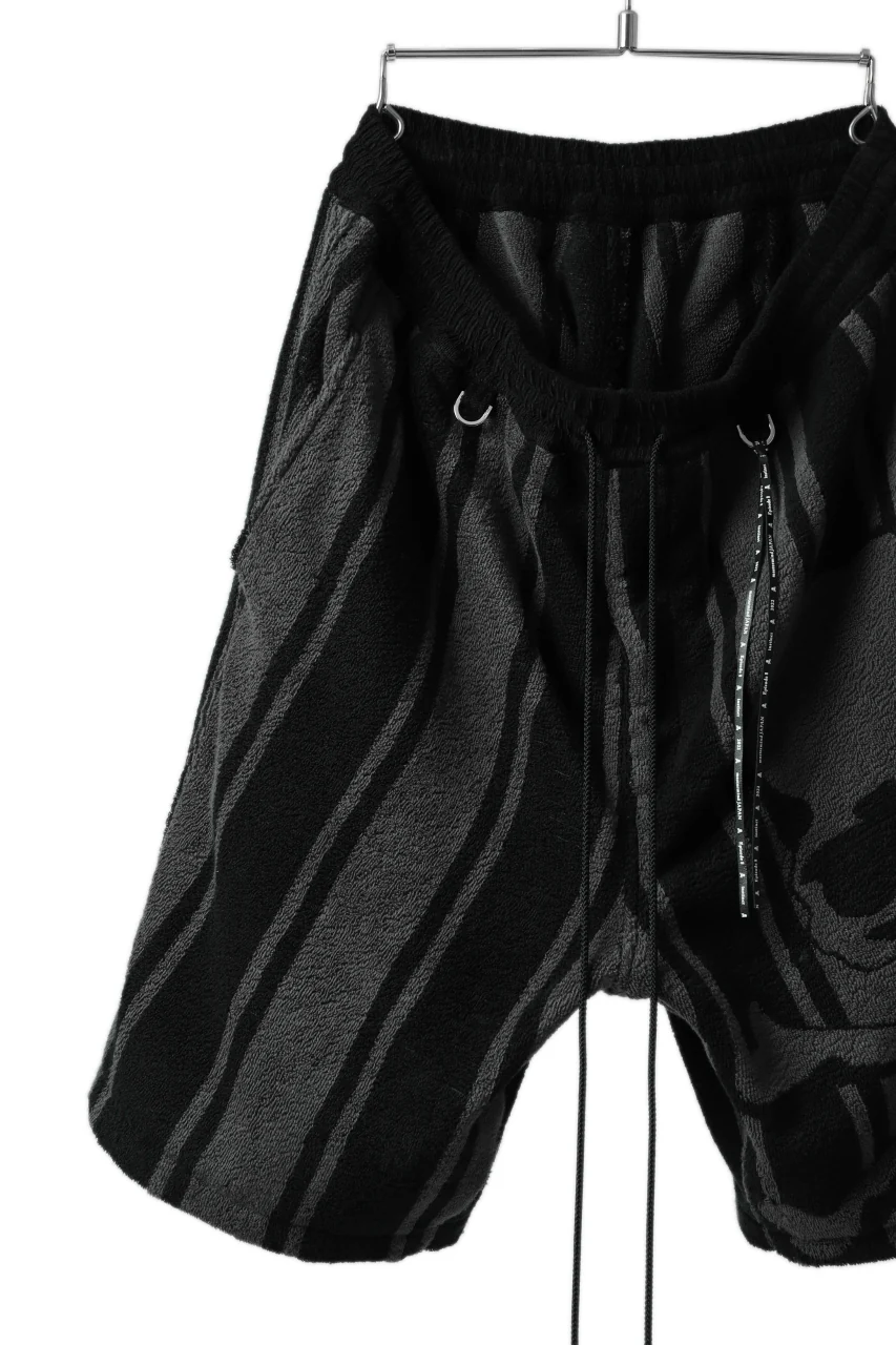 mastermind JAPAN STRIPED SHORT PANTS / PILE JERSEY (BLACK x GREY) - Image 5
