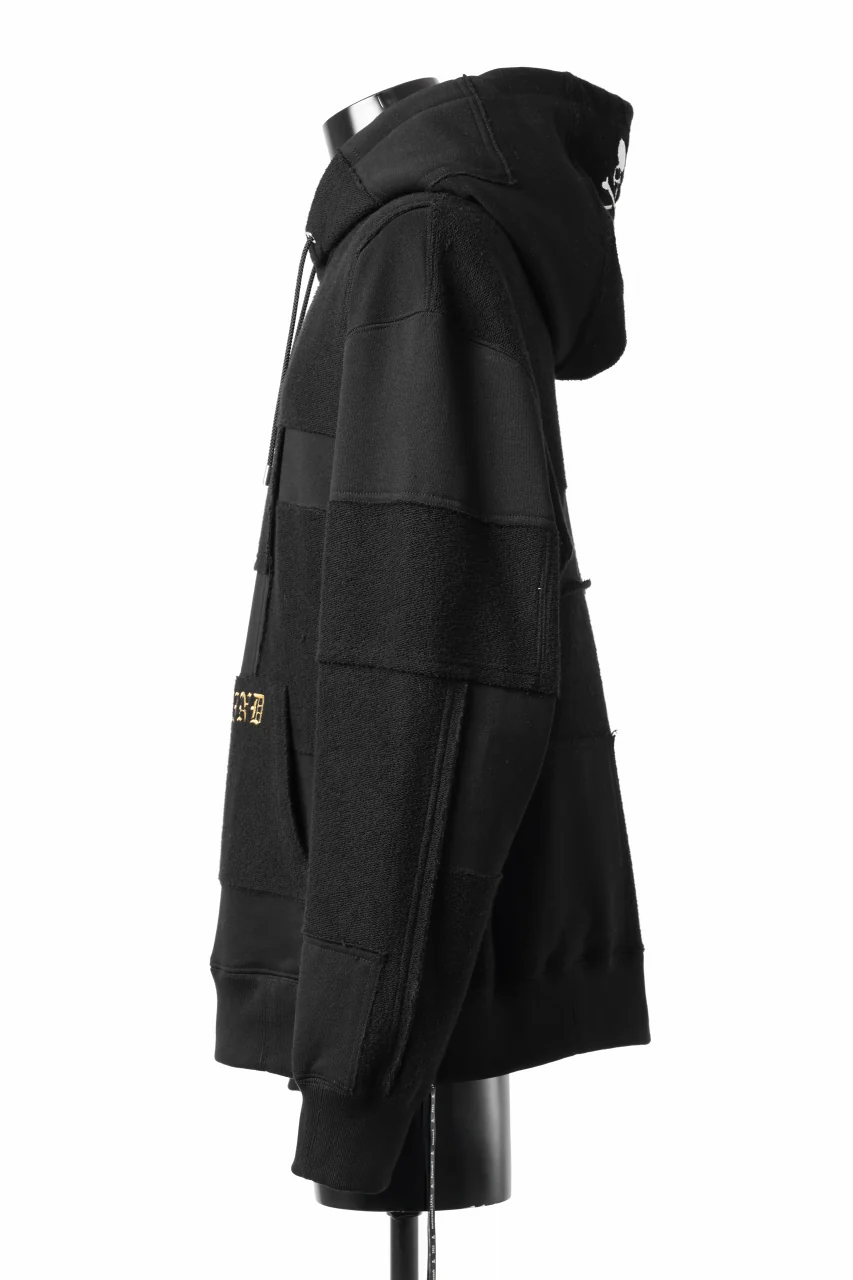 mastermind JAPAN SWEAT HOODIE / SWITCH PATCHWORK (BLACK) - Image 5