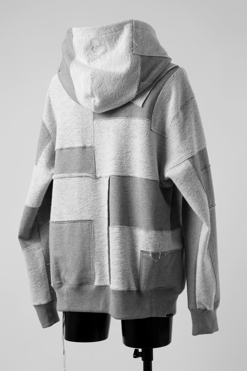 mastermind JAPAN SWEAT HOODIE / SWITCH PATCHWORK (TOP GRAY) - Image 6