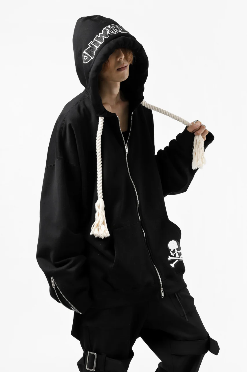 mastermind JAPAN SWEAT HOODIE ZIP JACKET / ROPE STRINGS (BLACK) - Image 13