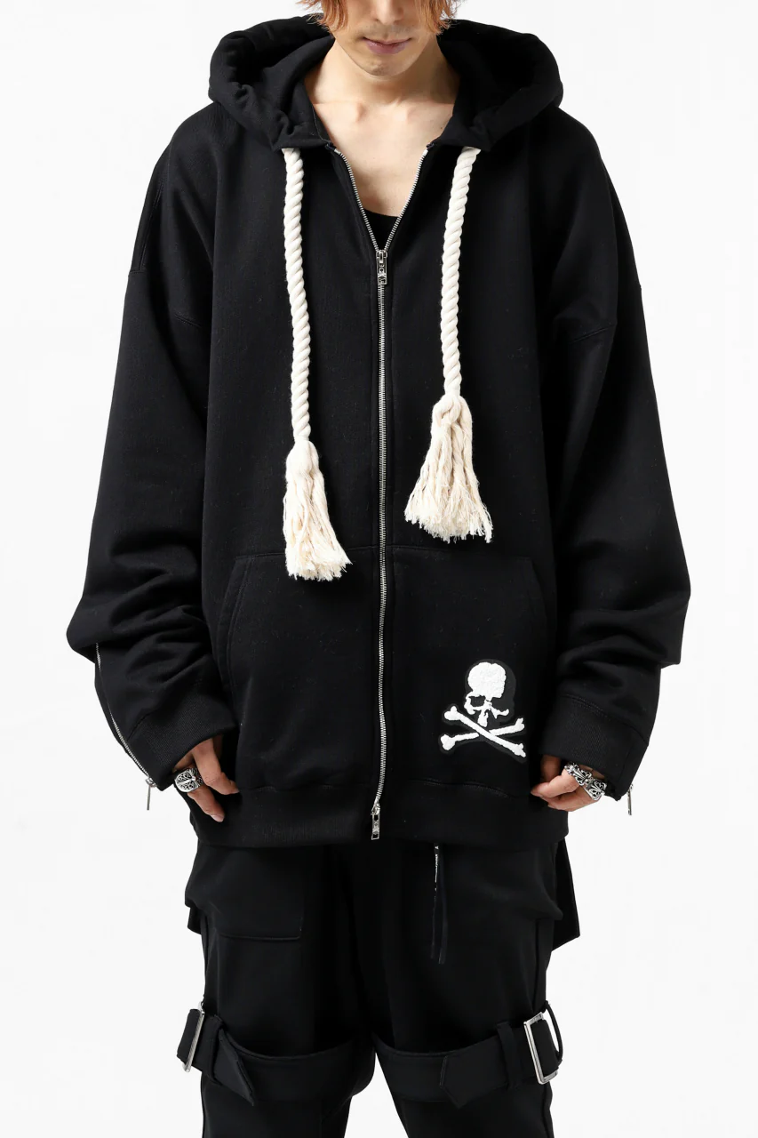 mastermind JAPAN SWEAT HOODIE ZIP JACKET / ROPE STRINGS (BLACK) - Image 2