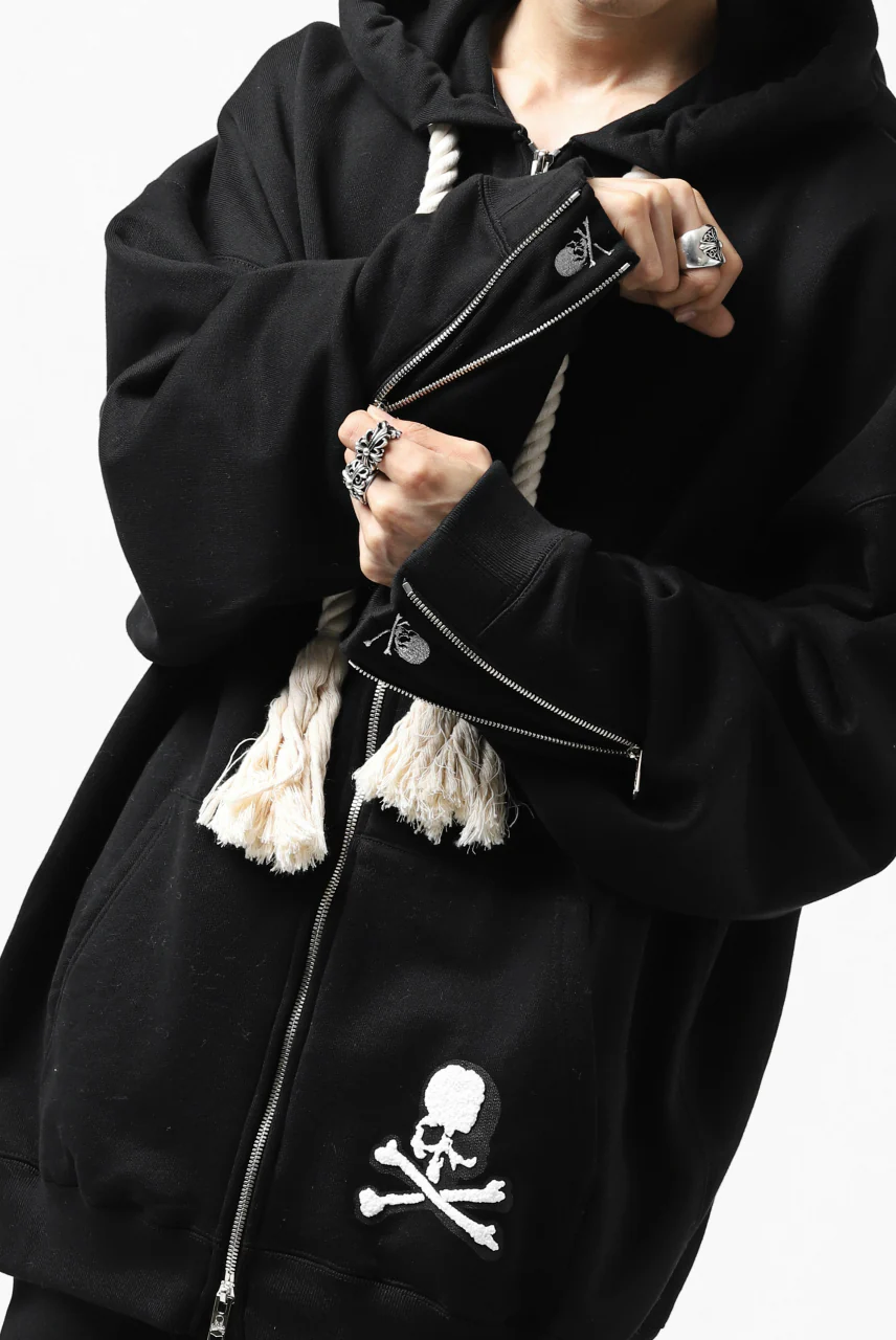 mastermind JAPAN SWEAT HOODIE ZIP JACKET / ROPE STRINGS (BLACK) - Image 25