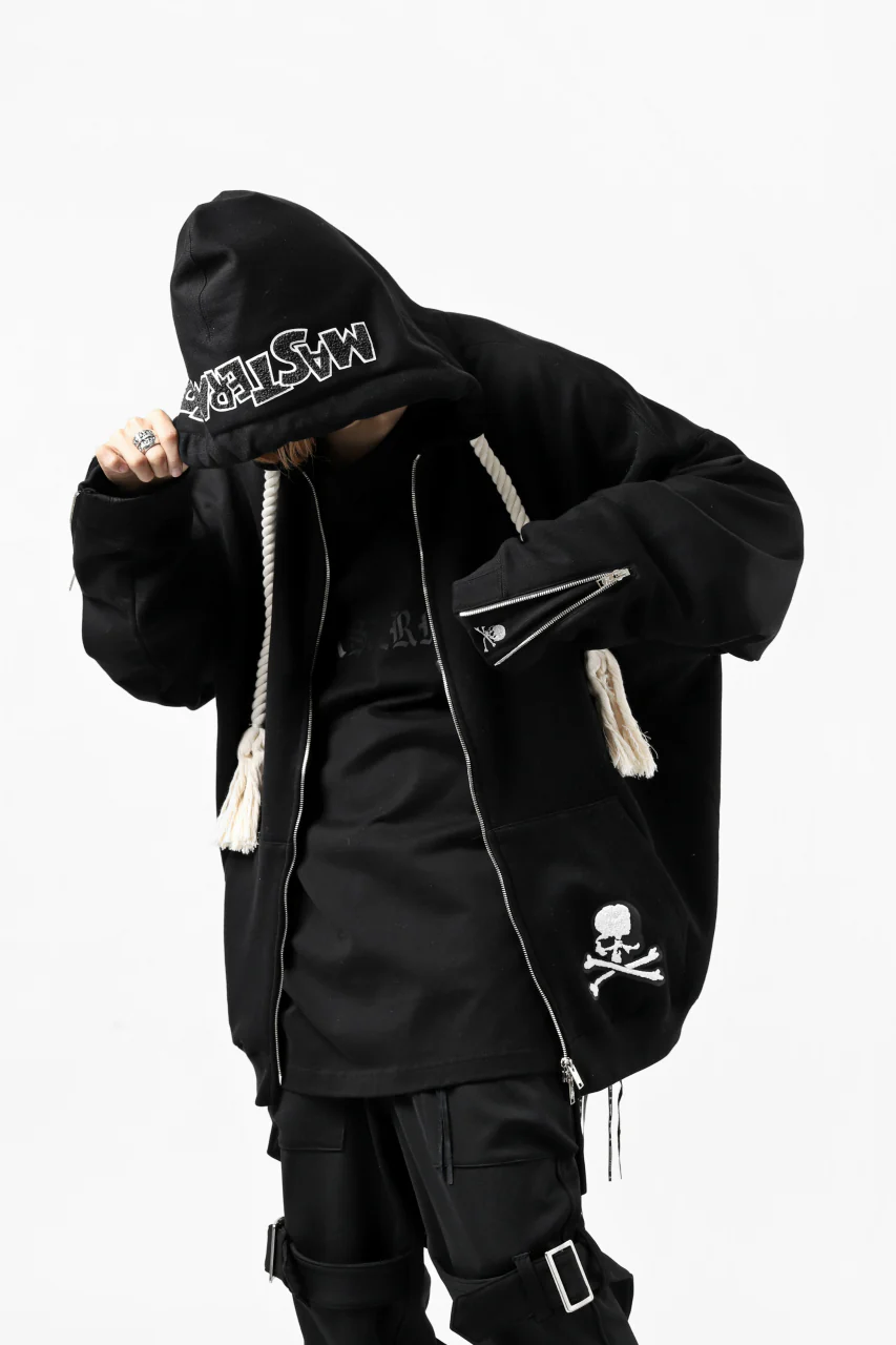 mastermind JAPAN SWEAT HOODIE ZIP JACKET / ROPE STRINGS (BLACK) - Image 3