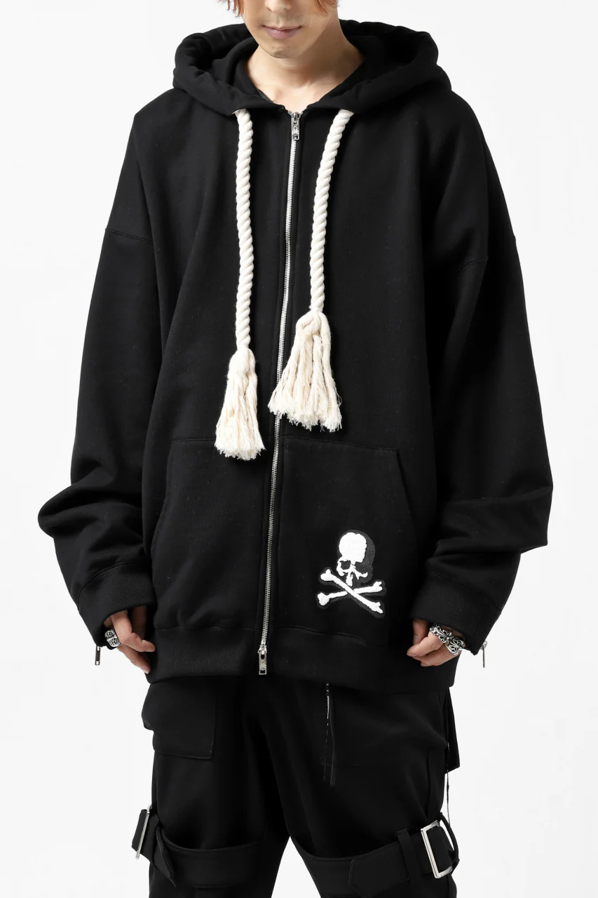 mastermind JAPAN SWEAT HOODIE ZIP JACKET / ROPE STRINGS (BLACK) - Image 5