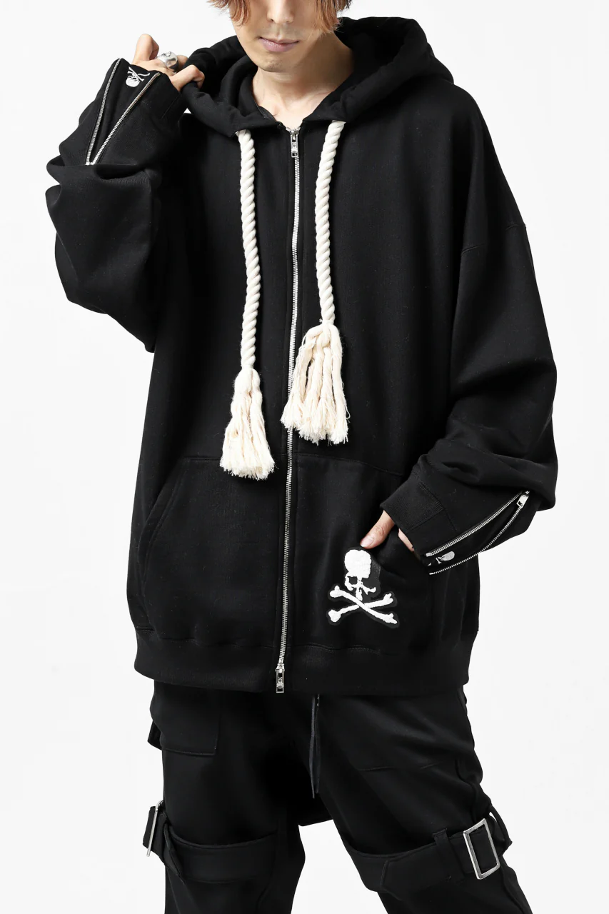 mastermind JAPAN SWEAT HOODIE ZIP JACKET / ROPE STRINGS (BLACK) - Image 8