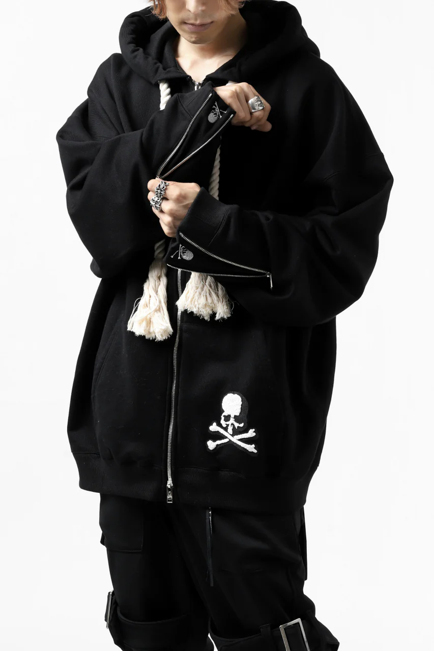 mastermind JAPAN SWEAT HOODIE ZIP JACKET / ROPE STRINGS (BLACK) - Image 9