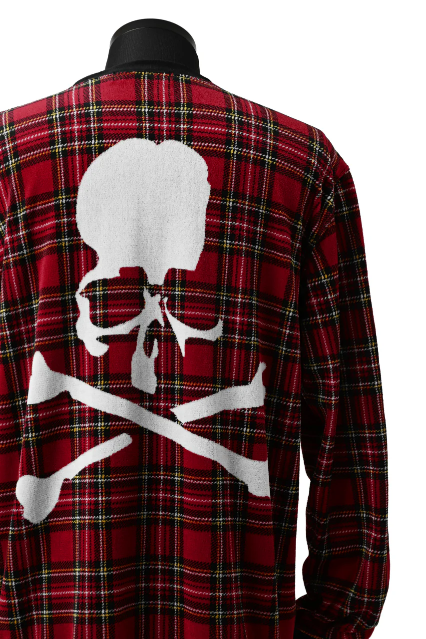 mastermind JAPAN TARTAN CHECK LS TOPS / JACQUARD VELOUR (RED) - Image 11