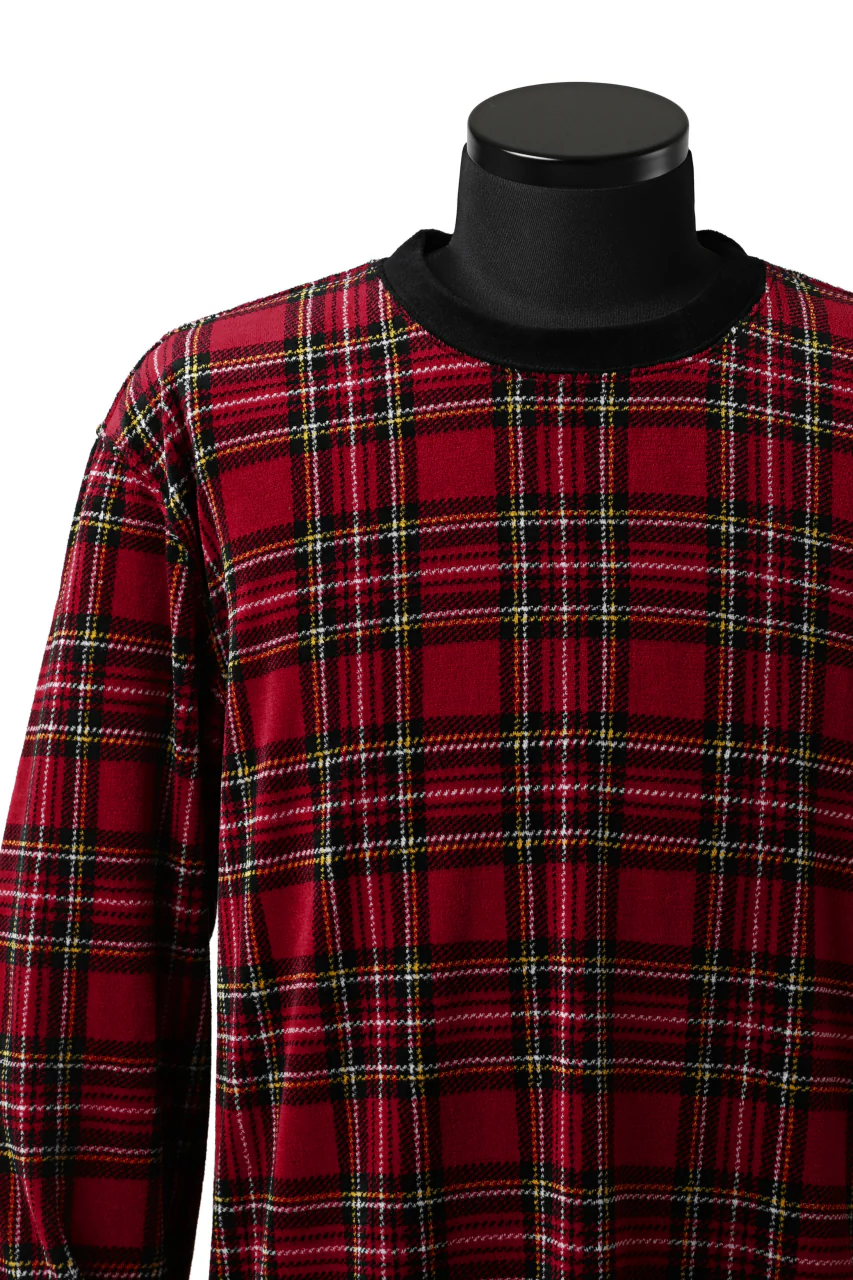 mastermind JAPAN TARTAN CHECK LS TOPS / JACQUARD VELOUR (RED) - Image 14