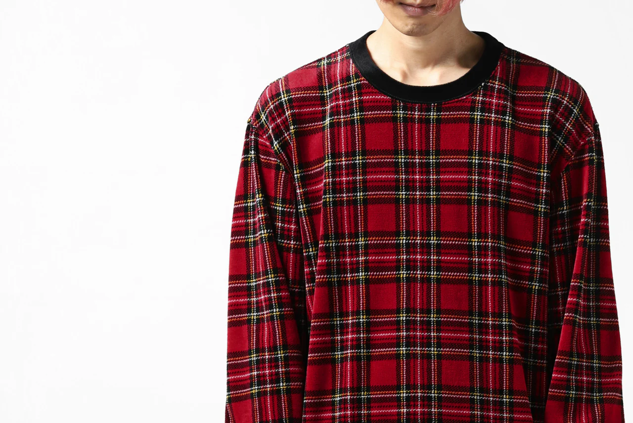 mastermind JAPAN TARTAN CHECK LS TOPS / JACQUARD VELOUR (RED) - Image 27