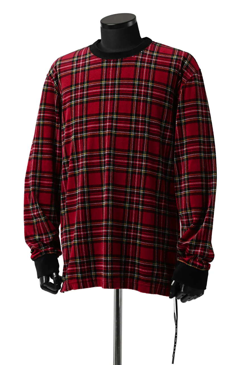 mastermind JAPAN TARTAN CHECK LS TOPS / JACQUARD VELOUR (RED) - Image 7