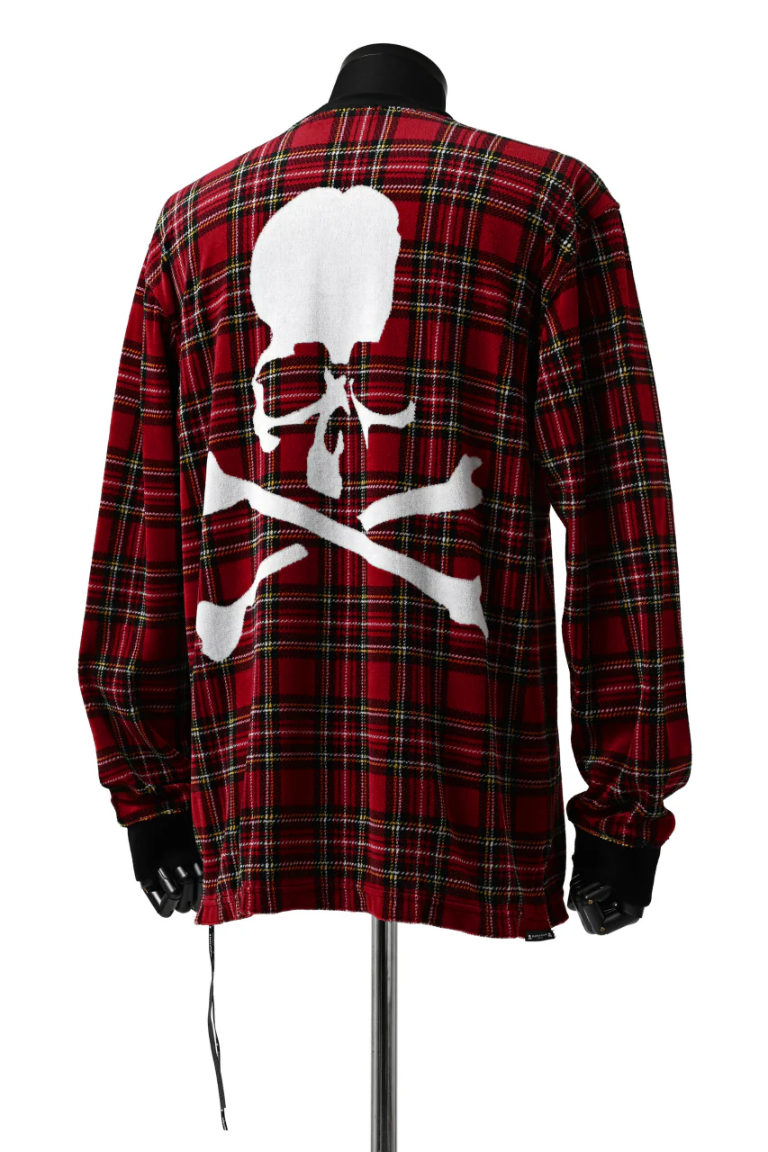 mastermind JAPAN TARTAN CHECK LS TOPS / JACQUARD VELOUR (RED) - Image 8