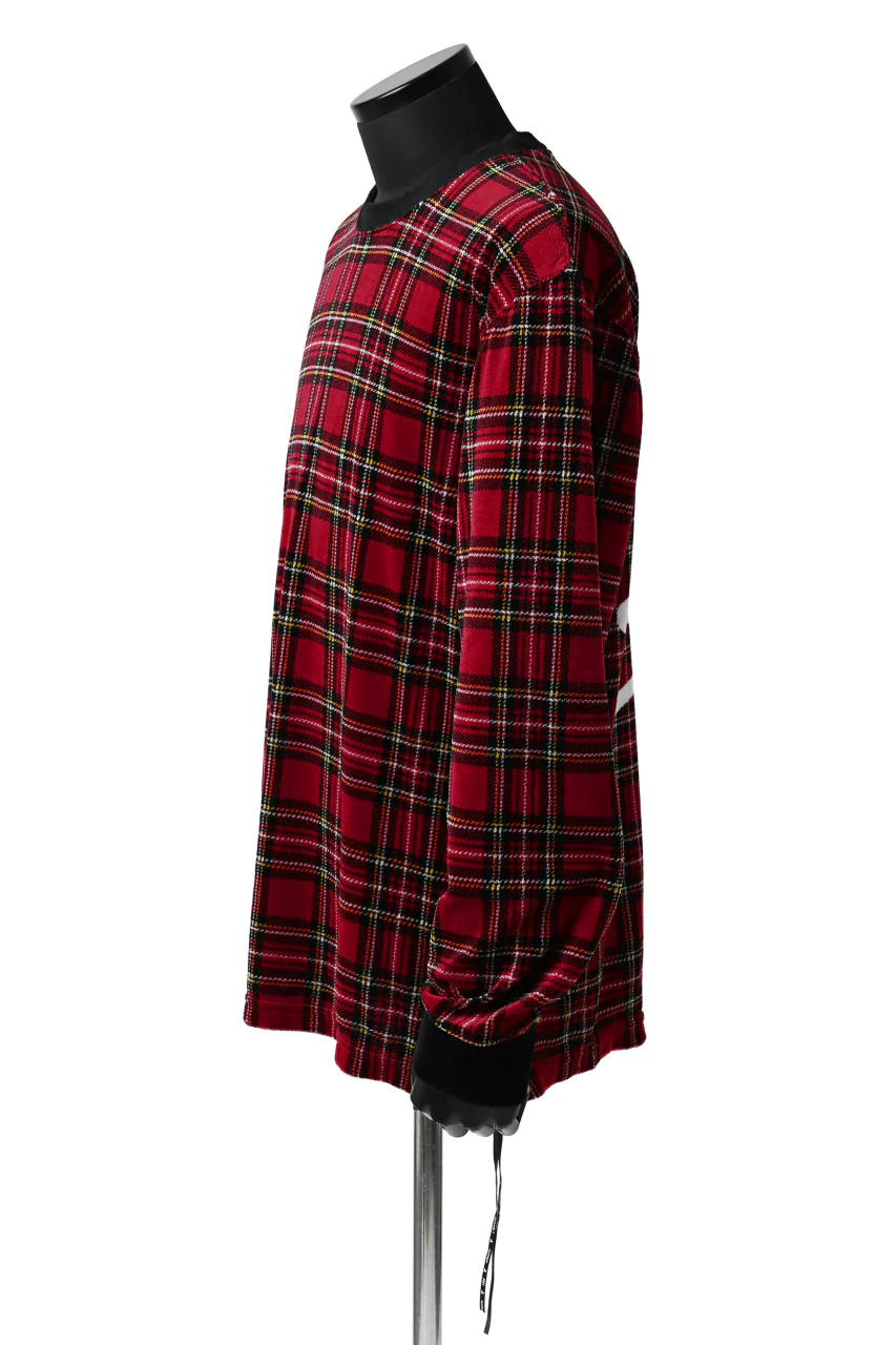 mastermind JAPAN TARTAN CHECK LS TOPS / JACQUARD VELOUR (RED) - Image 9