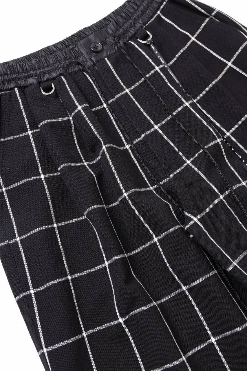 mastermind JAPAN WIDE TAPERED PLAID TROUSERS (BLACK x WHITE) - Image 4