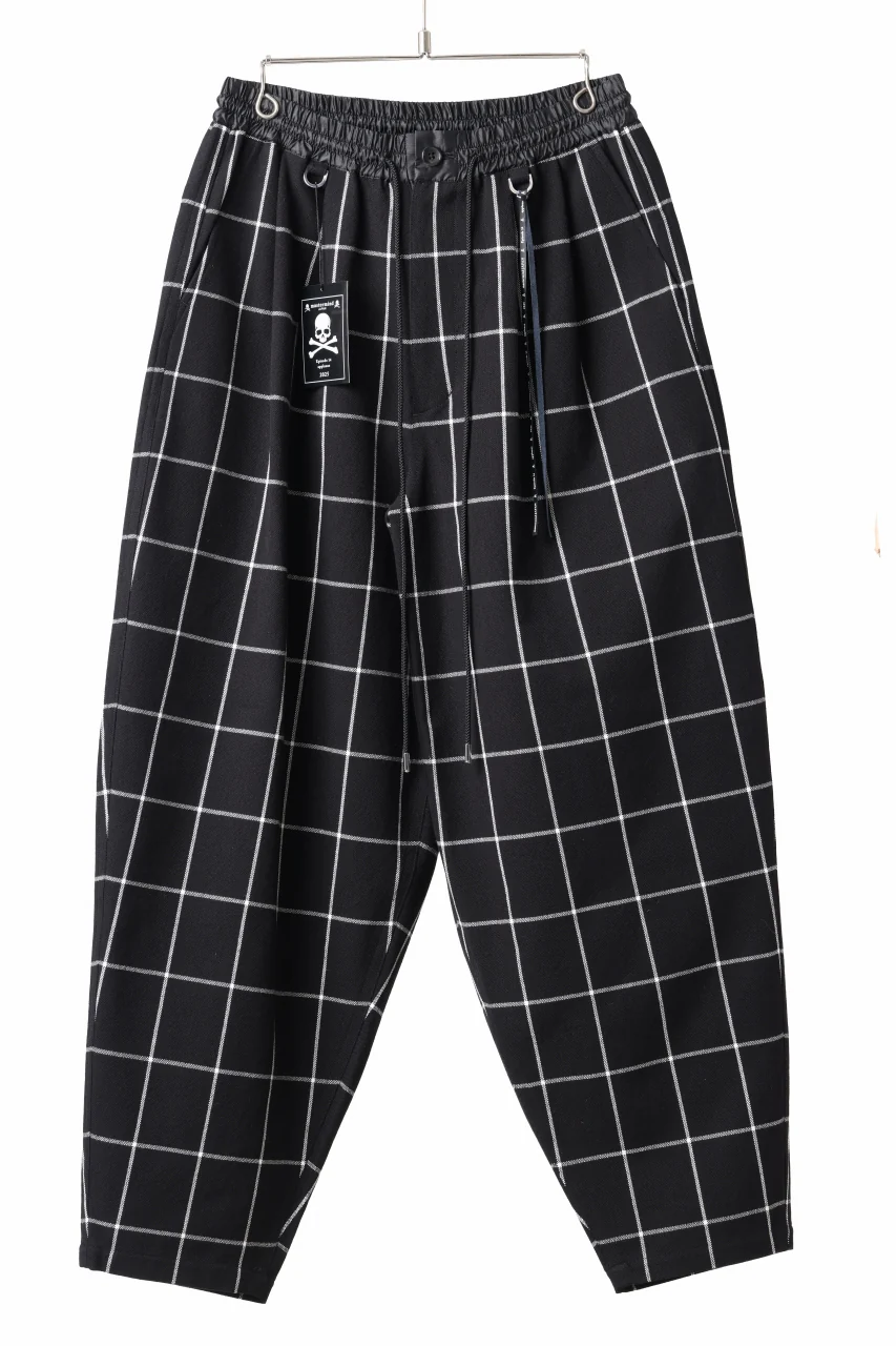 mastermind JAPAN WIDE TAPERED PLAID TROUSERS (BLACK x WHITE) - Image 7