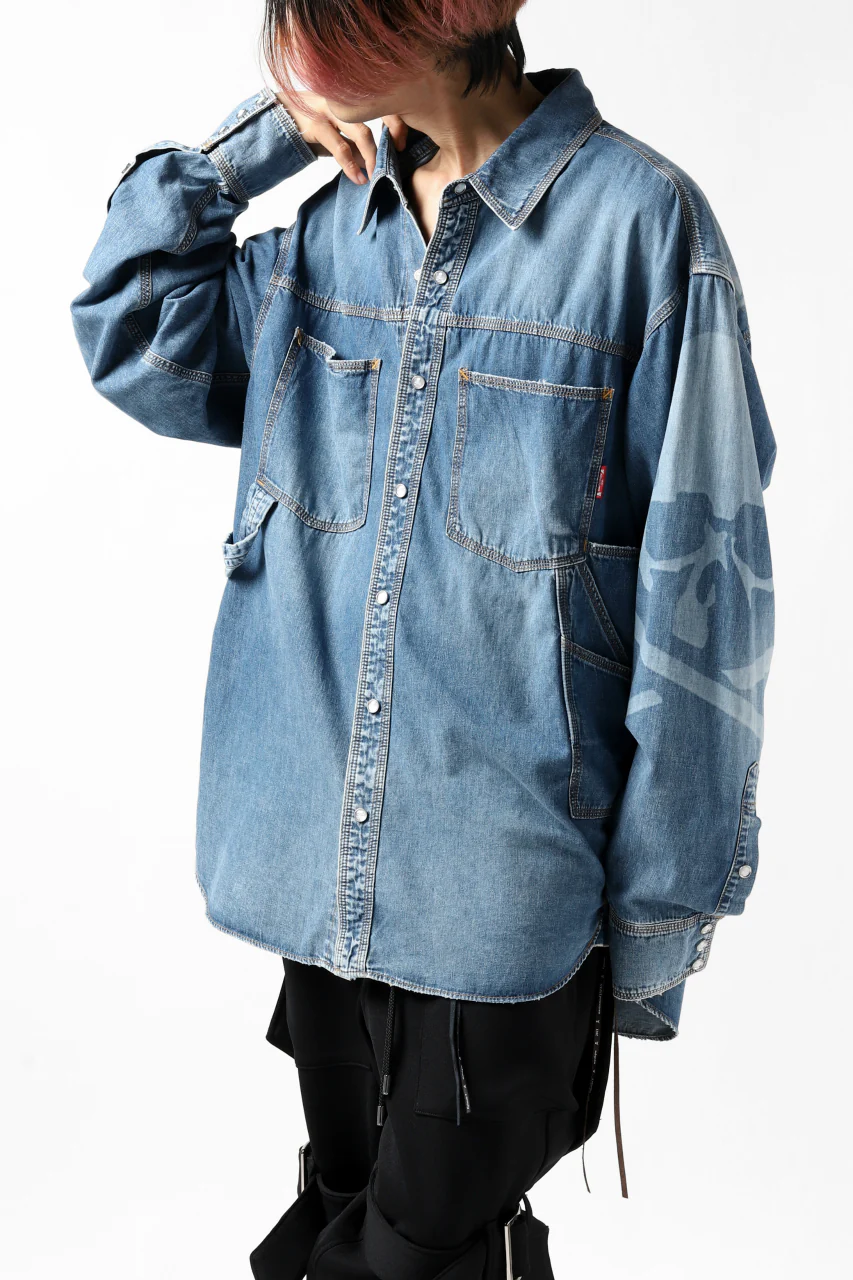 mastermind JAPAN WORK SHIRT / LIGHT OZ DENIM (INDIGO) - Image 3