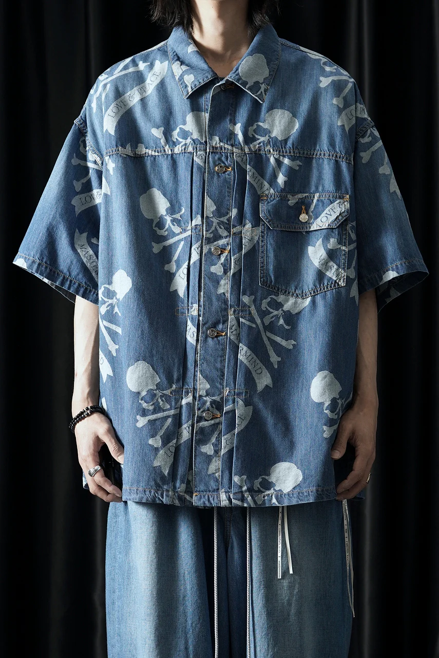 MASTERMIND WORLD ALOHA SS DENIM SHIRT (INDIGO) - Image 10