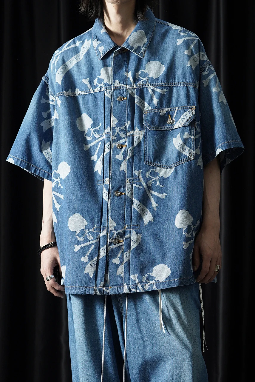 MASTERMIND WORLD ALOHA SS DENIM SHIRT (INDIGO) - Image 2