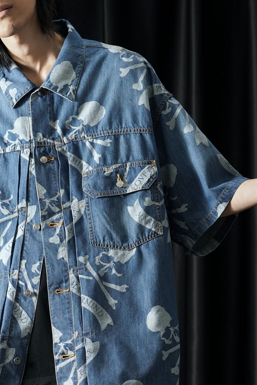 MASTERMIND WORLD ALOHA SS DENIM SHIRT (INDIGO) - Image 3