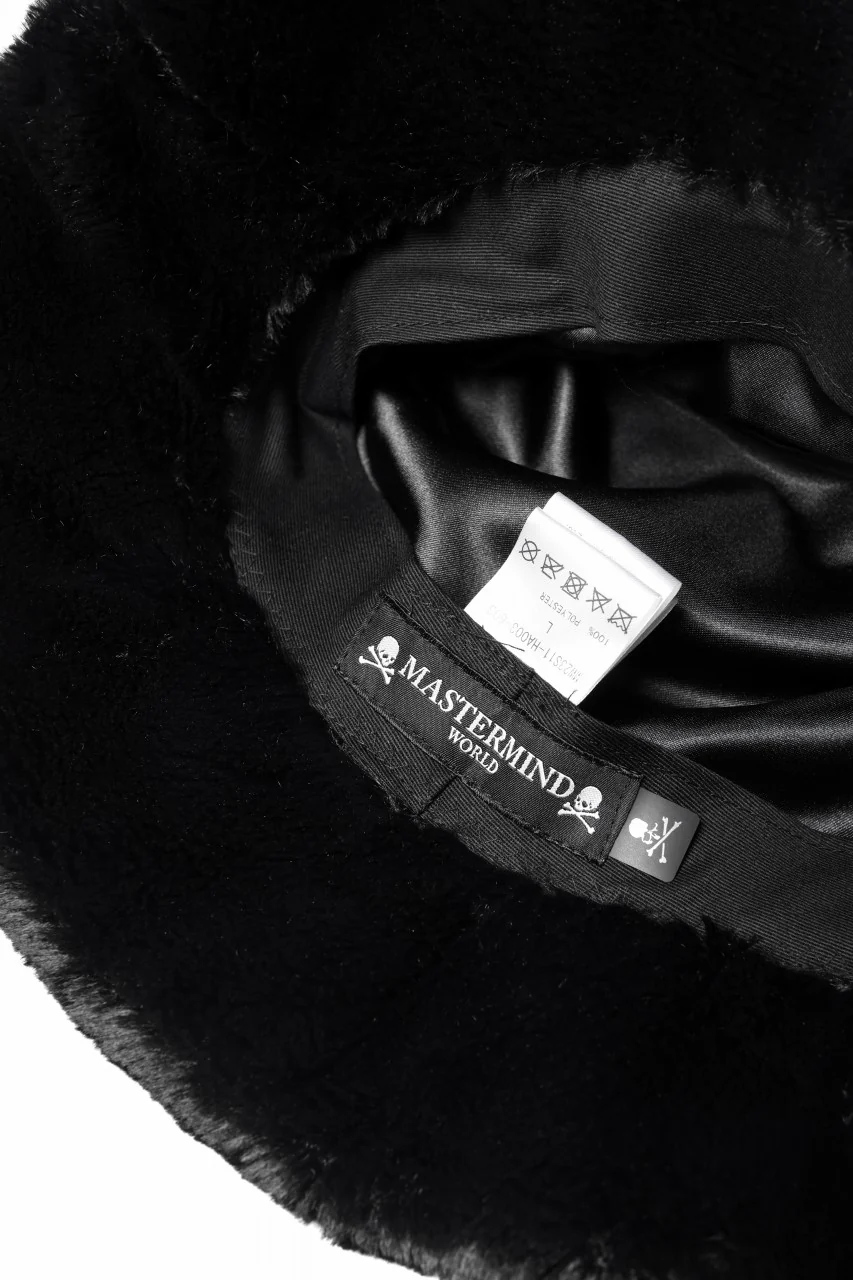 mastermind WORLD BUCKET HAT / FAUX FIR (BLACK) - Image 9