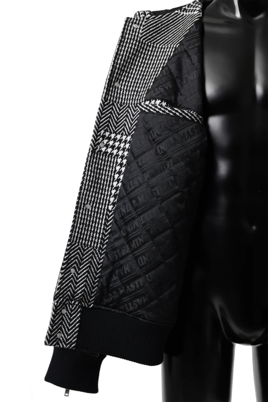 mastermind WORLD HOODED VARSITY JACKET / CASHMERE + LAMB LEATHER + PRIMALOFT (BLACK PLAID) - Image 37