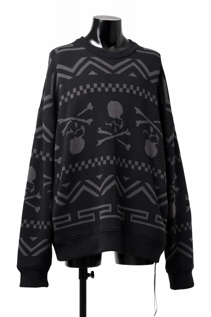 mastermind WORLD JACQUARD KNIT SWEATER / BOXY FIT (BLACK BASE) - Image 2