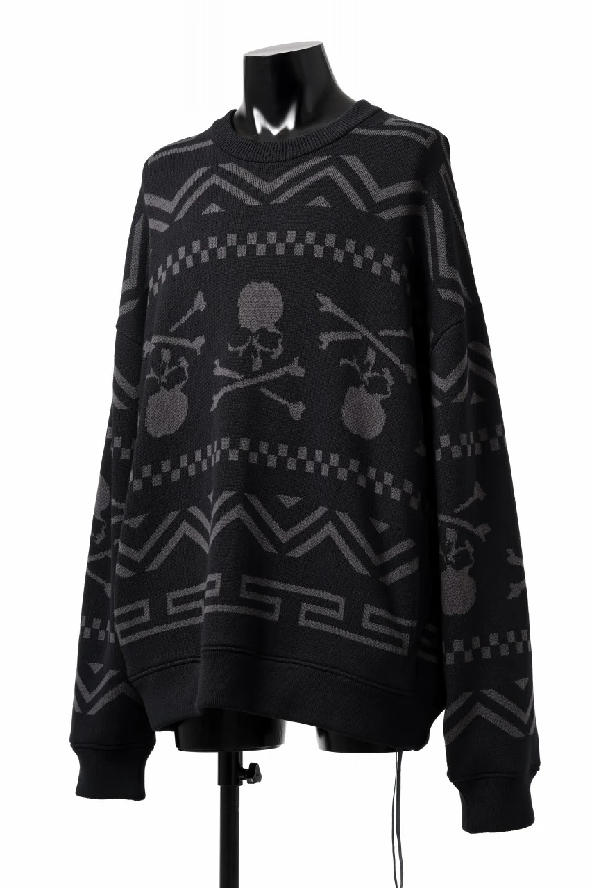 mastermind WORLD JACQUARD KNIT SWEATER / BOXY FIT (BLACK BASE) - Image 3