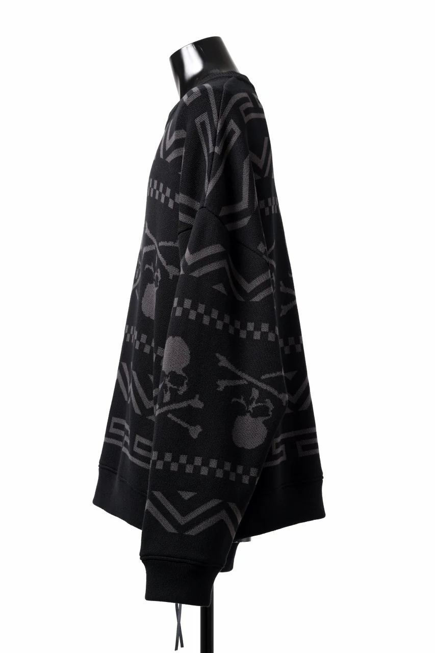 mastermind WORLD JACQUARD KNIT SWEATER / BOXY FIT (BLACK BASE) - Image 4