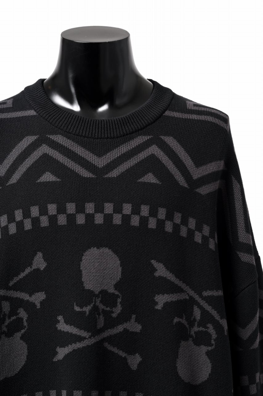 mastermind WORLD JACQUARD KNIT SWEATER / BOXY FIT (BLACK BASE) - Image 7