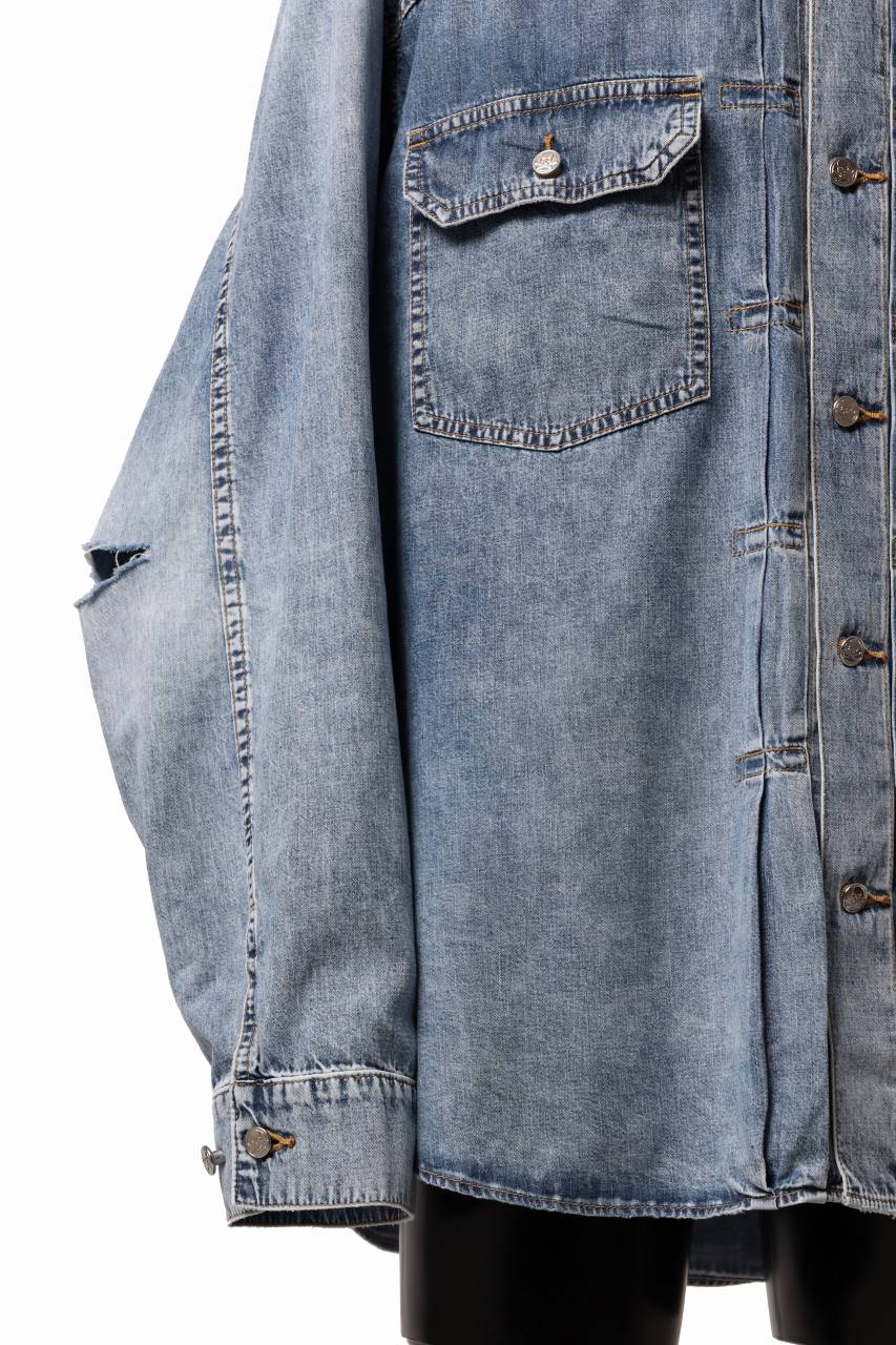 mastermind WORLD LIGHT OZ SELVEDGE DENIM SHIRT / SPECIAL WATER REPELLENT (INDIGO) - Image 12