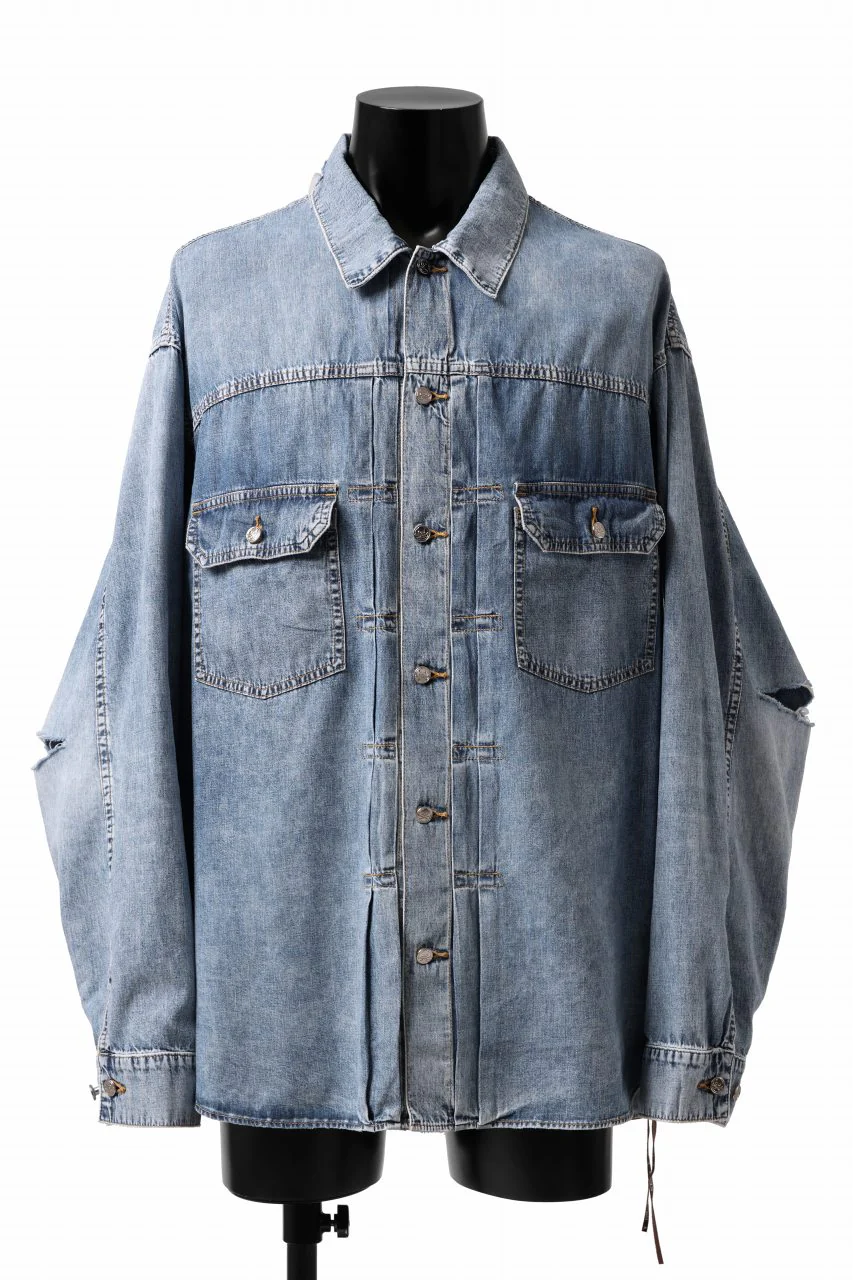 mastermind WORLD LIGHT OZ SELVEDGE DENIM SHIRT / SPECIAL WATER REPELLENT (INDIGO) - Image 2