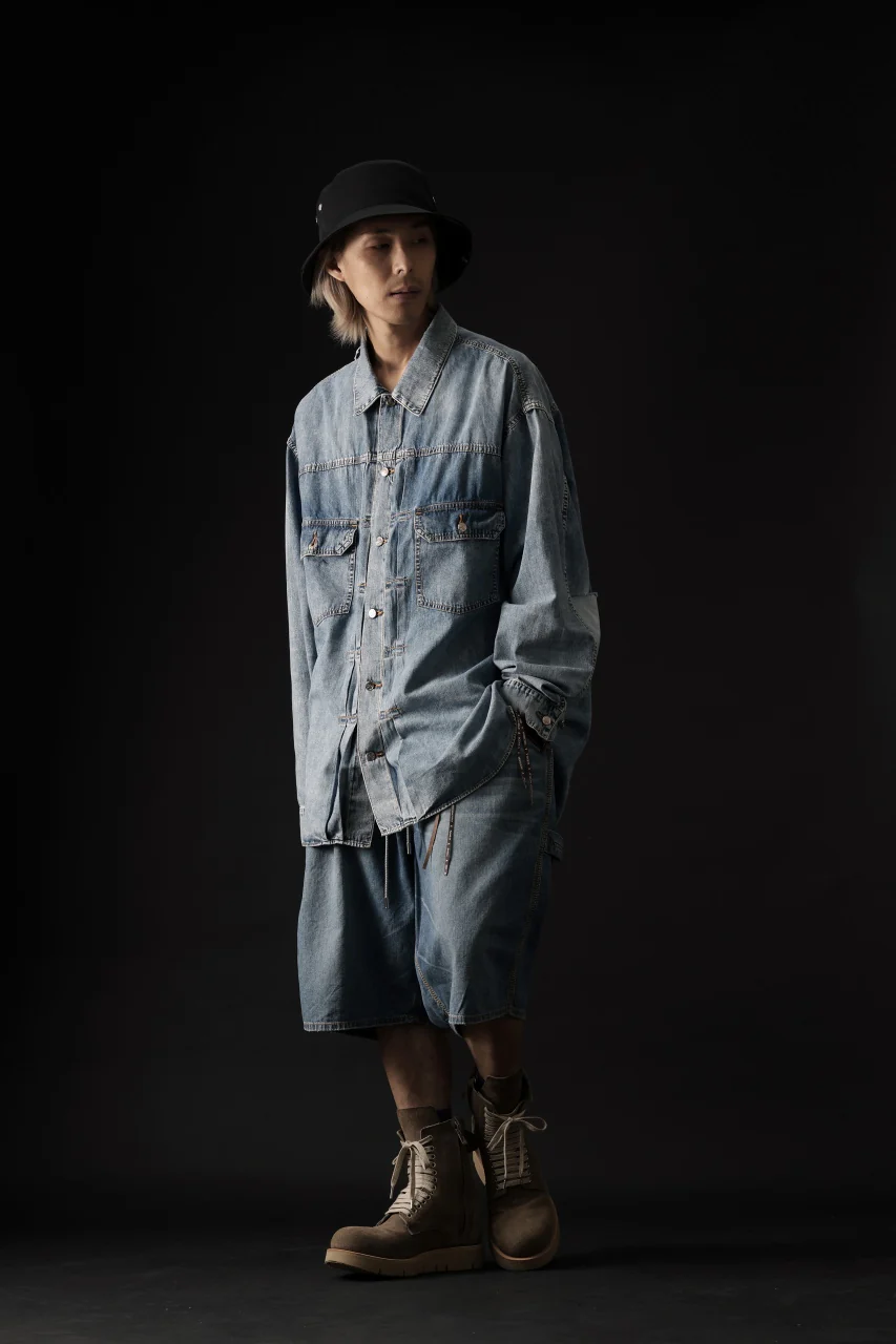 mastermind WORLD LIGHT OZ SELVEDGE DENIM SHIRT / SPECIAL WATER REPELLENT (INDIGO) - Image 28