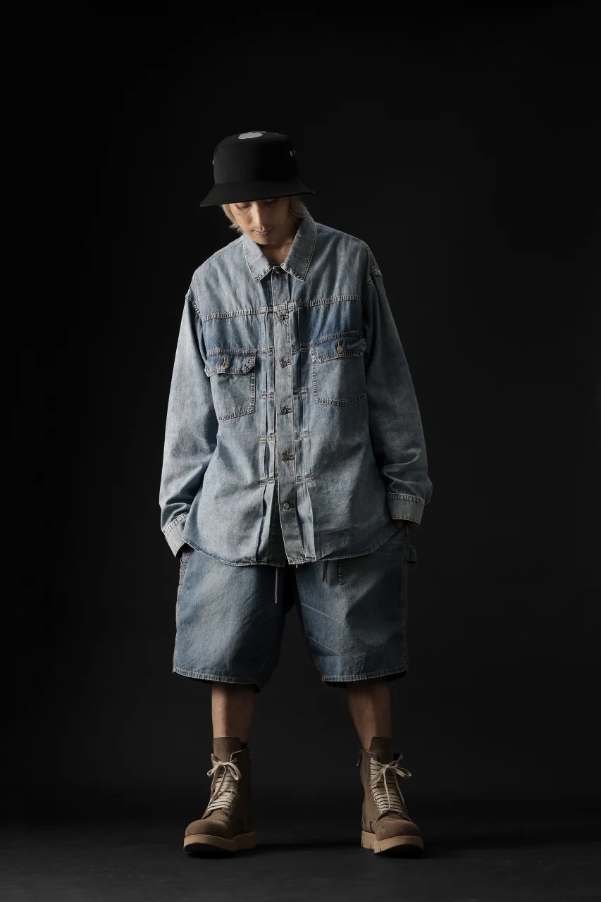 mastermind WORLD LIGHT OZ SELVEDGE DENIM SHIRT / SPECIAL WATER REPELLENT (INDIGO) - Image 29