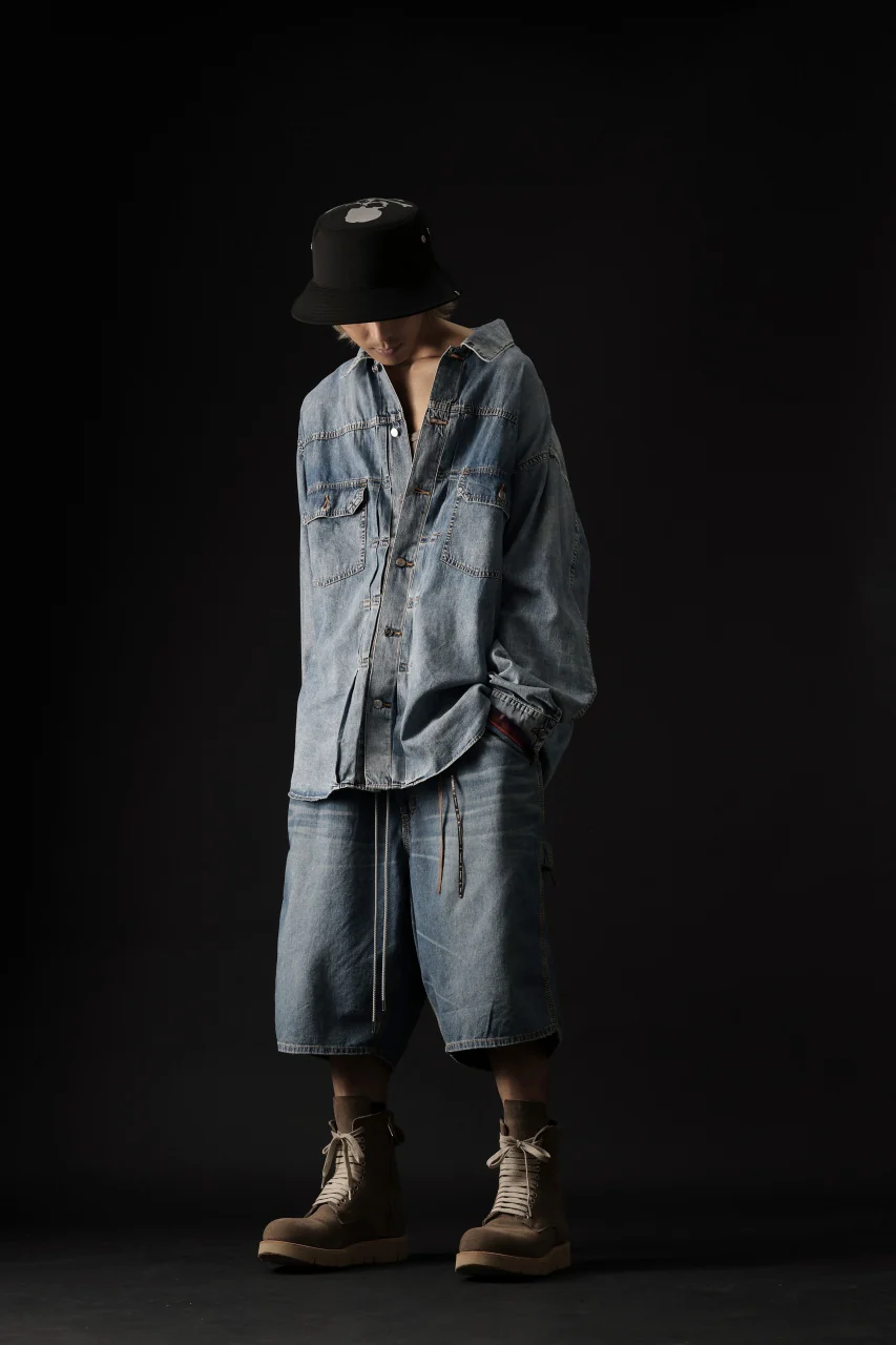 mastermind WORLD LIGHT OZ SELVEDGE DENIM SHIRT / SPECIAL WATER REPELLENT (INDIGO) - Image 36