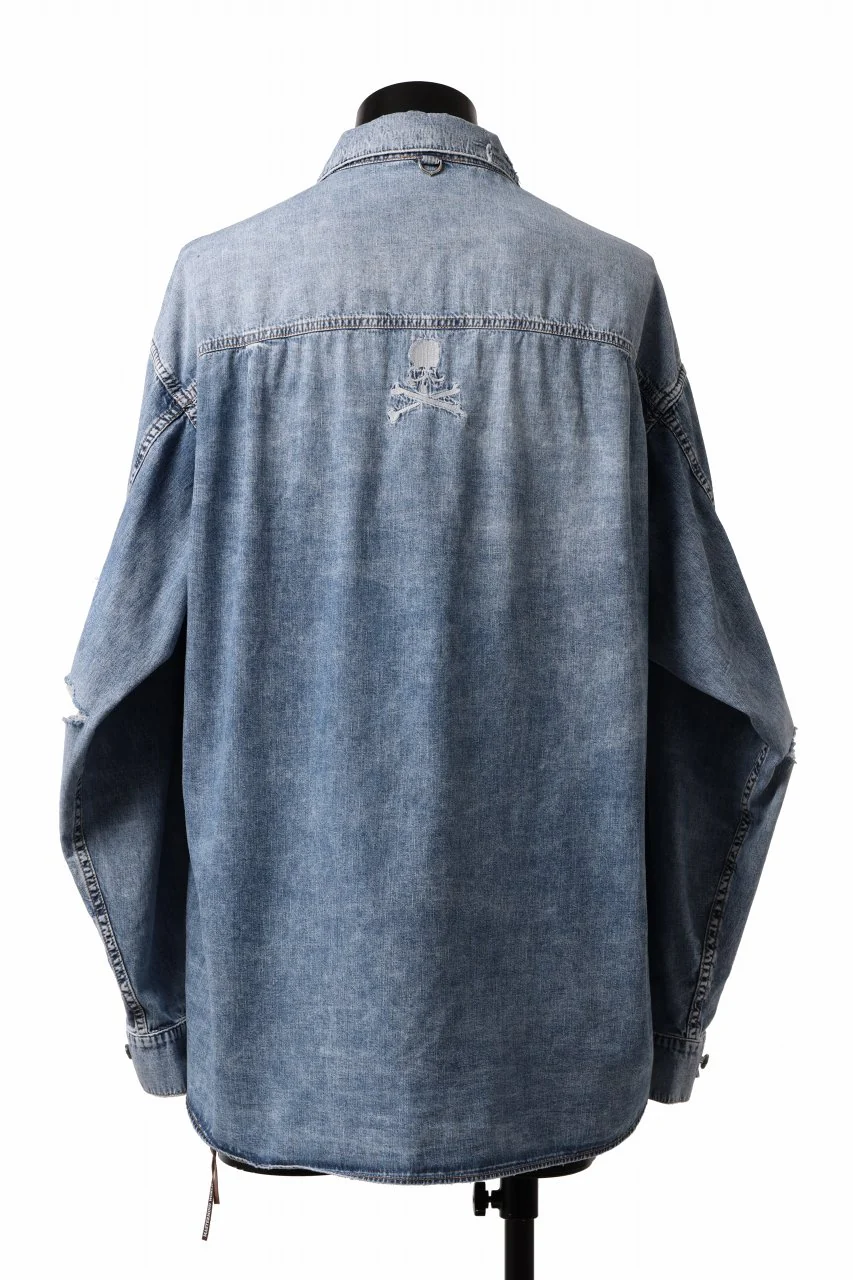 mastermind WORLD LIGHT OZ SELVEDGE DENIM SHIRT / SPECIAL WATER REPELLENT (INDIGO) - Image 6