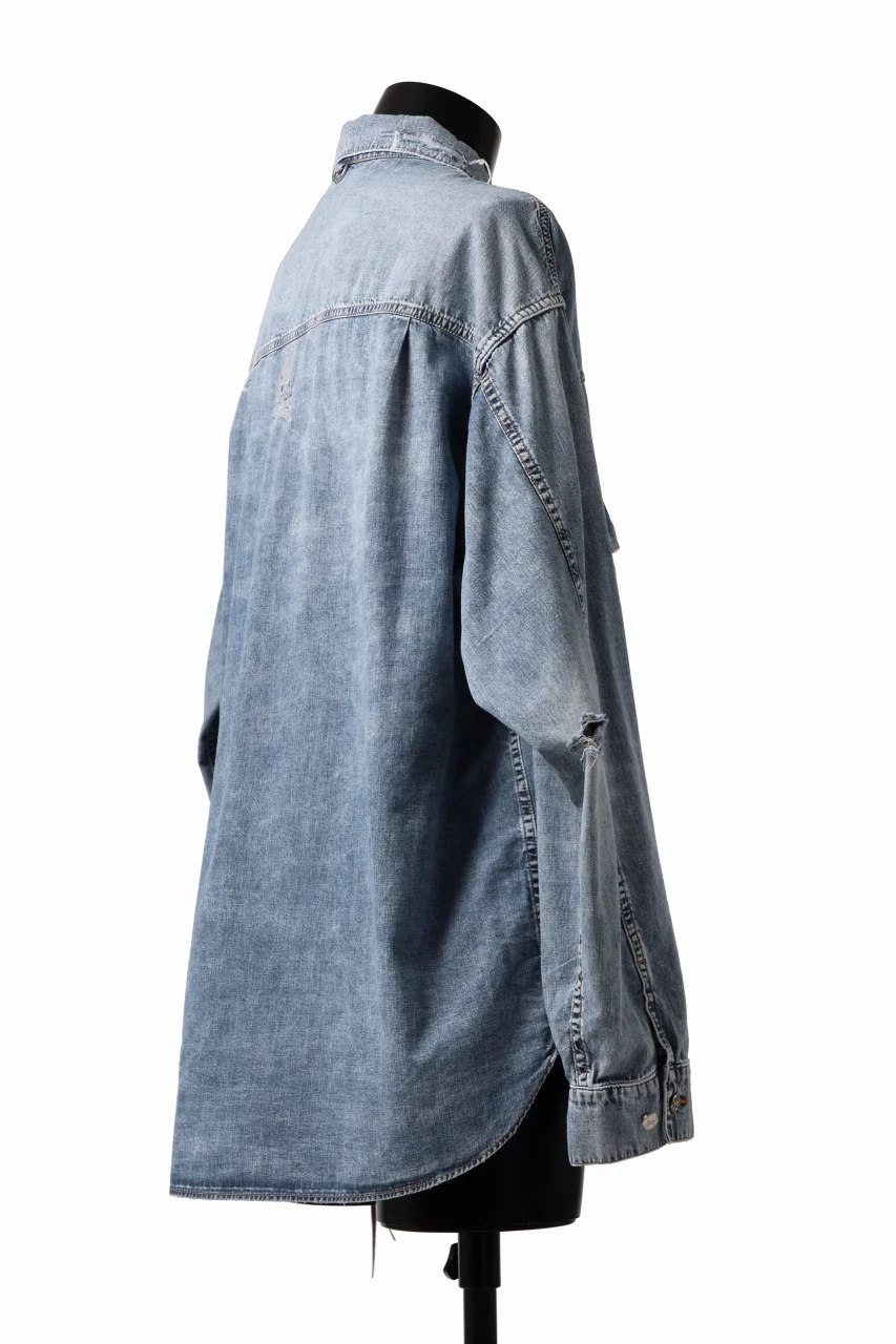 mastermind WORLD LIGHT OZ SELVEDGE DENIM SHIRT / SPECIAL WATER REPELLENT (INDIGO) - Image 7