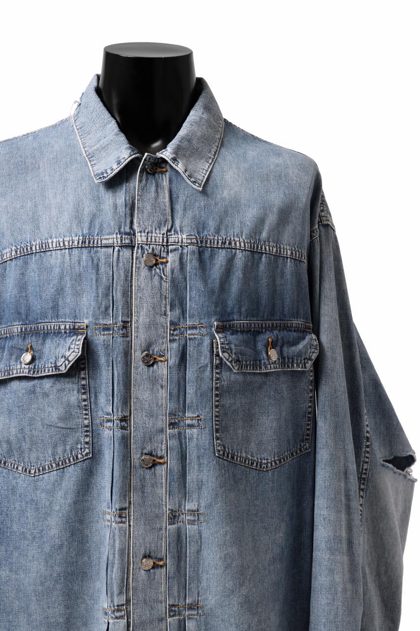 mastermind WORLD LIGHT OZ SELVEDGE DENIM SHIRT / SPECIAL WATER REPELLENT (INDIGO) - Image 9