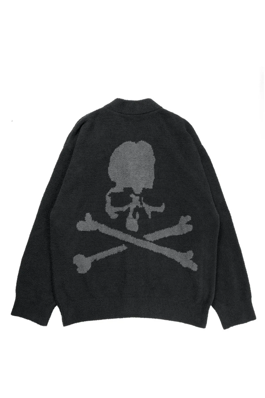MASTERMIND WORLD LOUNGE CARDIGAN / SOFTLY BOA FLEECE (BLACK x CHARCOAL)