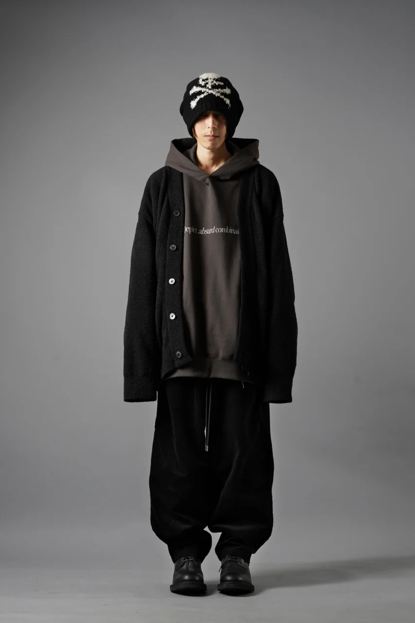 MASTERMIND WORLD LOUNGE CARDIGAN / SOFTLY BOA FLEECE (BLACK x CHARCOAL) - Image 14