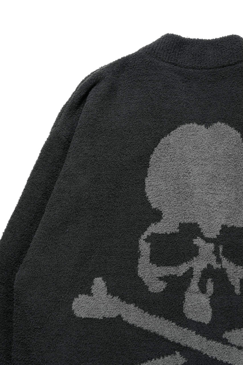 MASTERMIND WORLD LOUNGE CARDIGAN / SOFTLY BOA FLEECE (BLACK x CHARCOAL) - Image 3