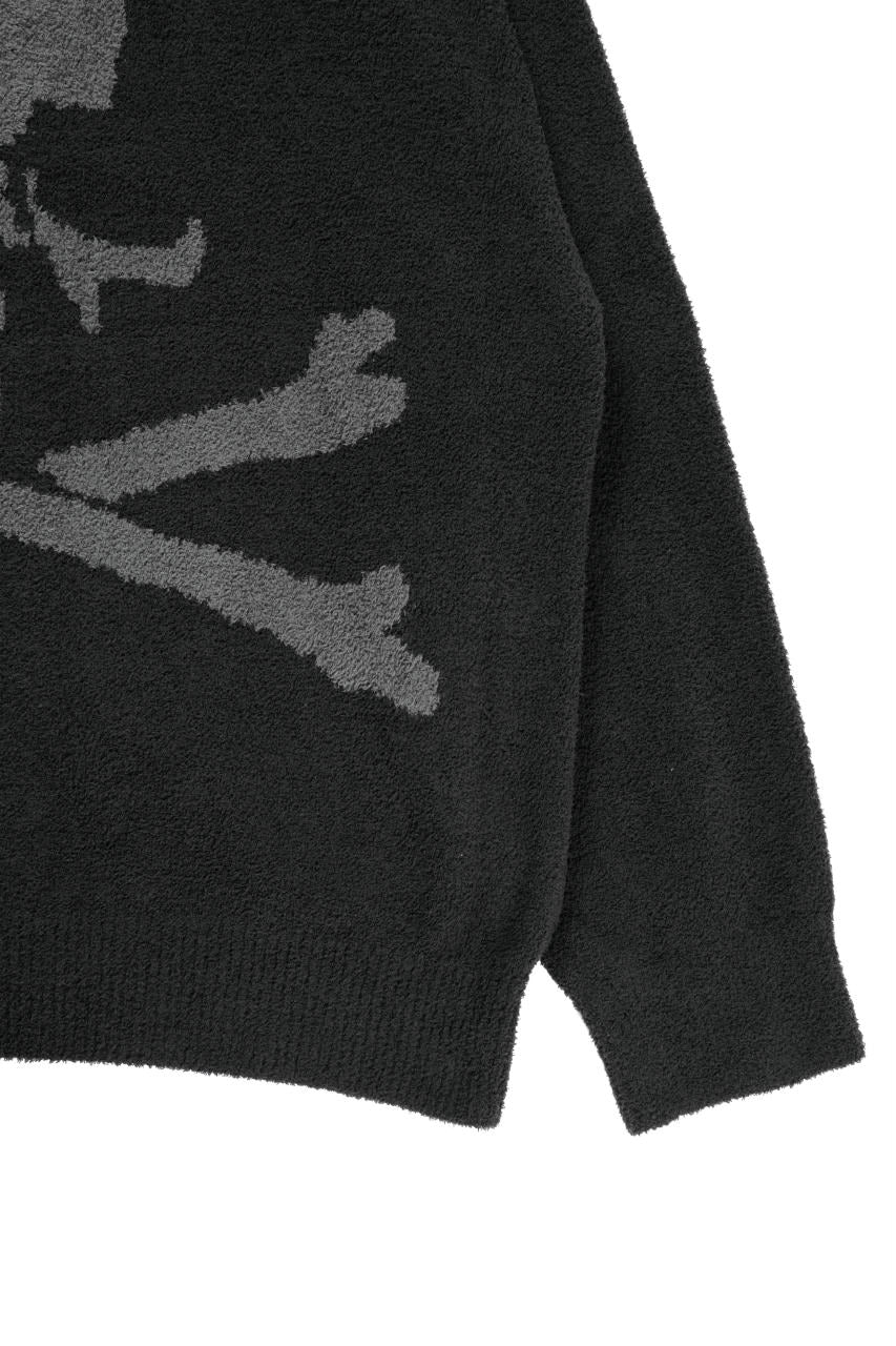 MASTERMIND WORLD LOUNGE CARDIGAN / SOFTLY BOA FLEECE (BLACK x CHARCOAL) - Image 5