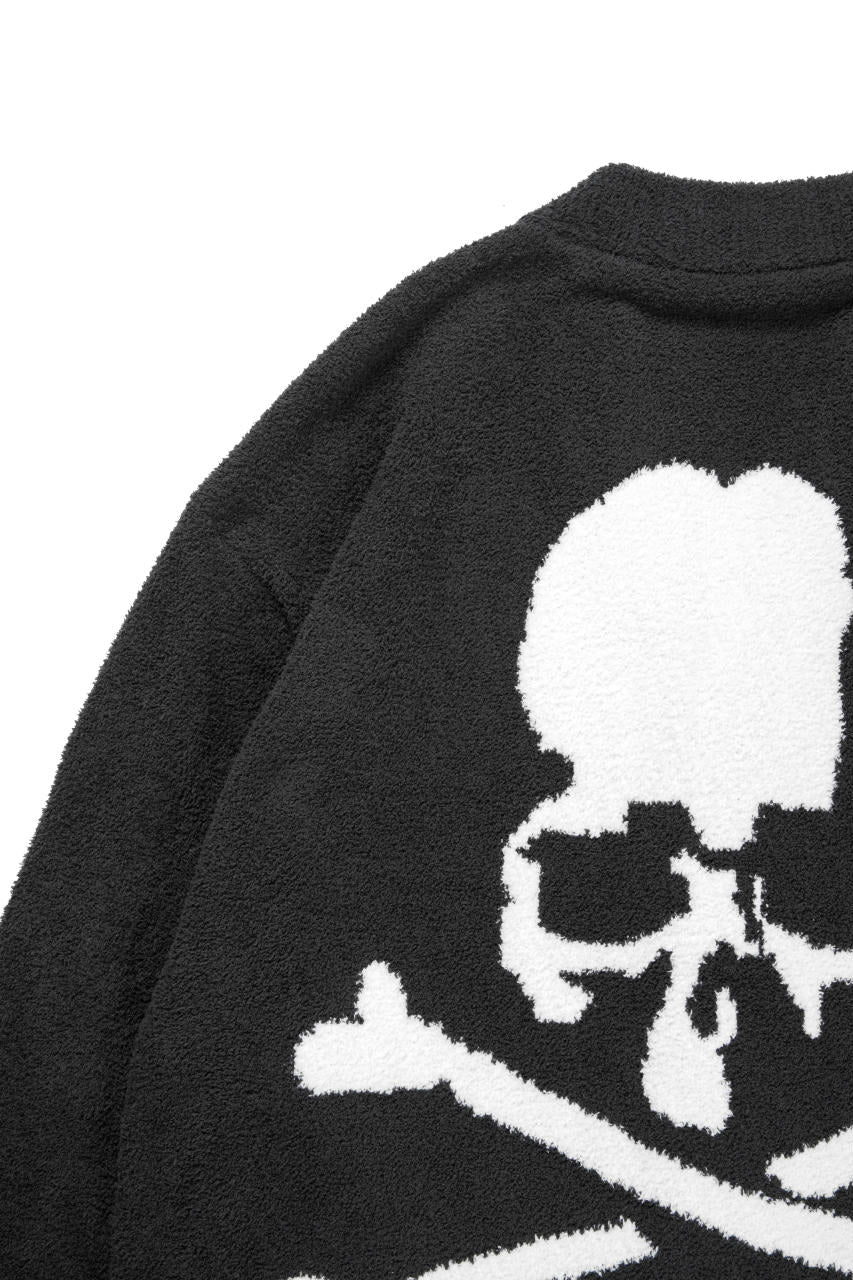 MASTERMIND WORLD LOUNGE CARDIGAN / SOFTLY BOA FLEECE (BLACK x WHITE) - Image 3