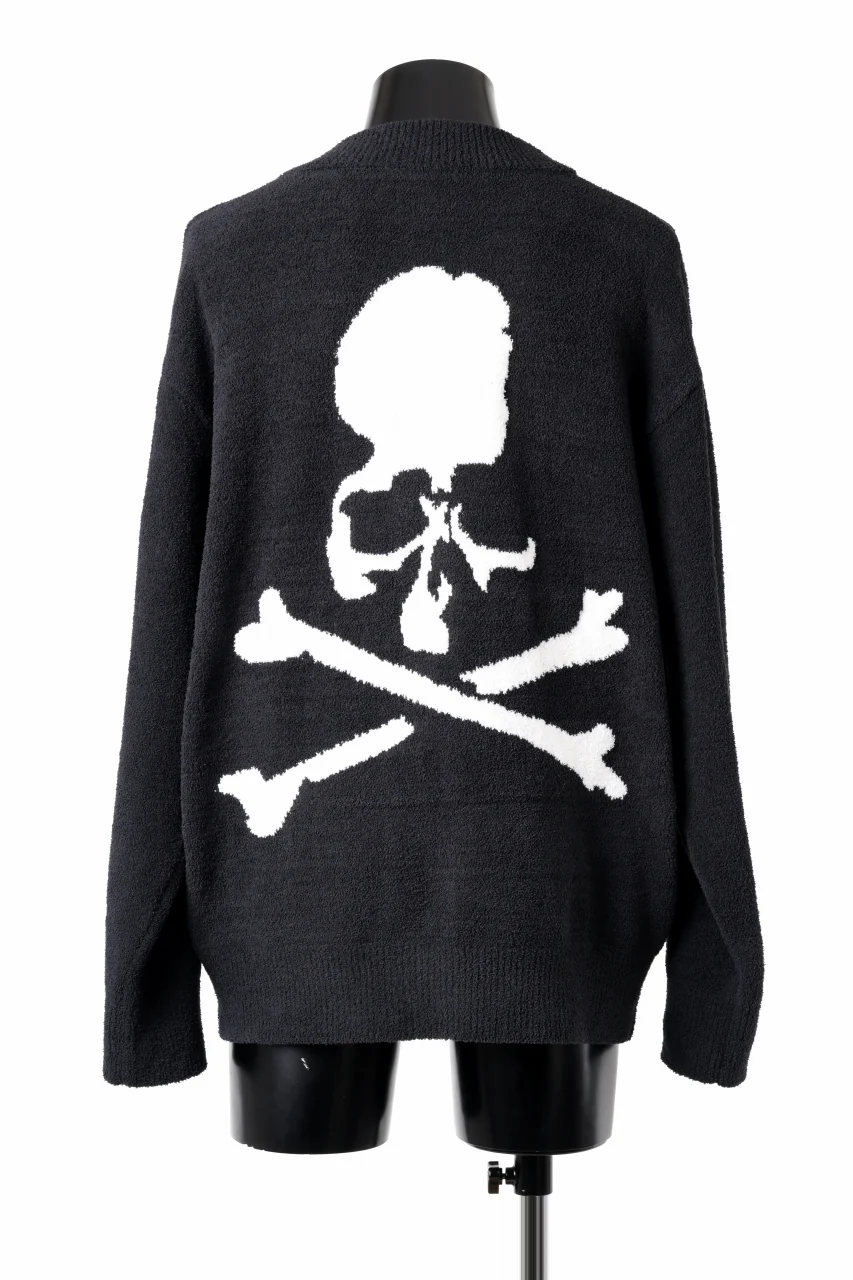 MASTERMIND WORLD LOUNGE CARDIGAN / SOFTY BOA FLEECE (BLACK x WHITE) - Image 2